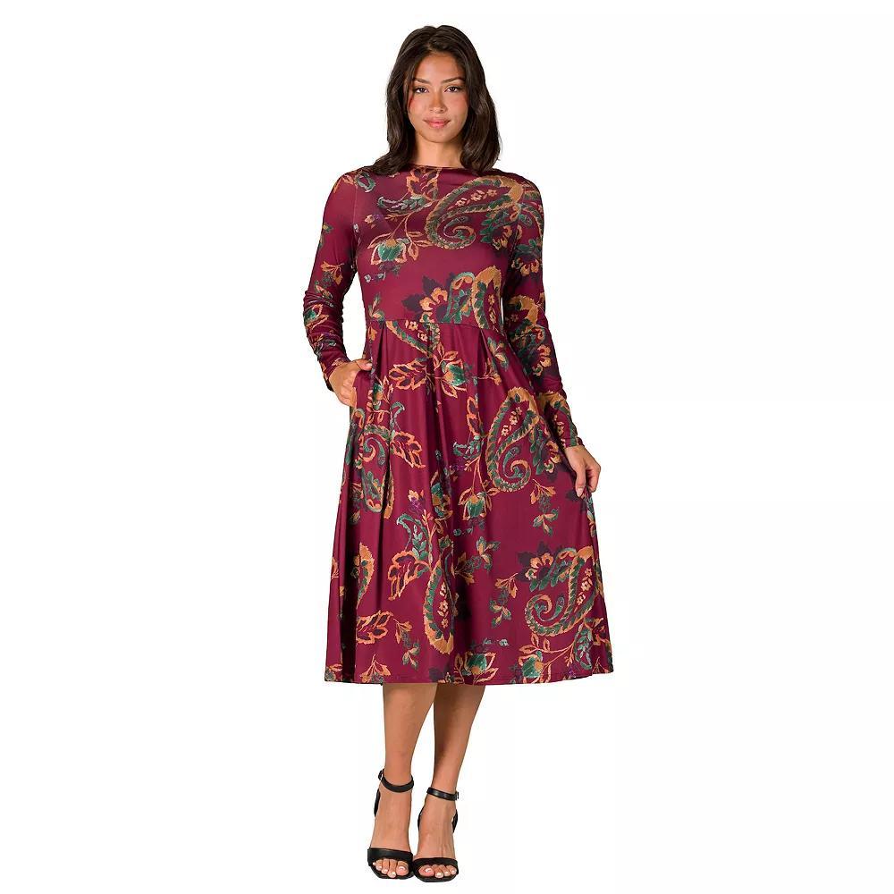 Women's 24Seven Comfort Apparel Midi Pocket Dress, Size: Small, Red Team Product Image