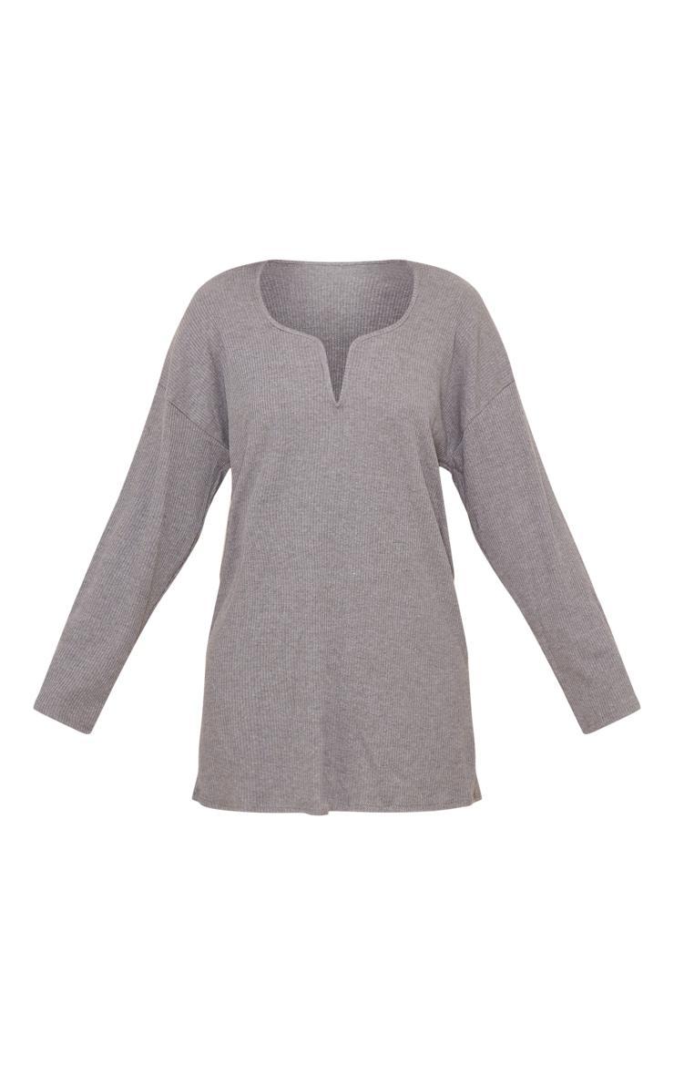  Khaki Rib V Bar Shift Dress Product Image