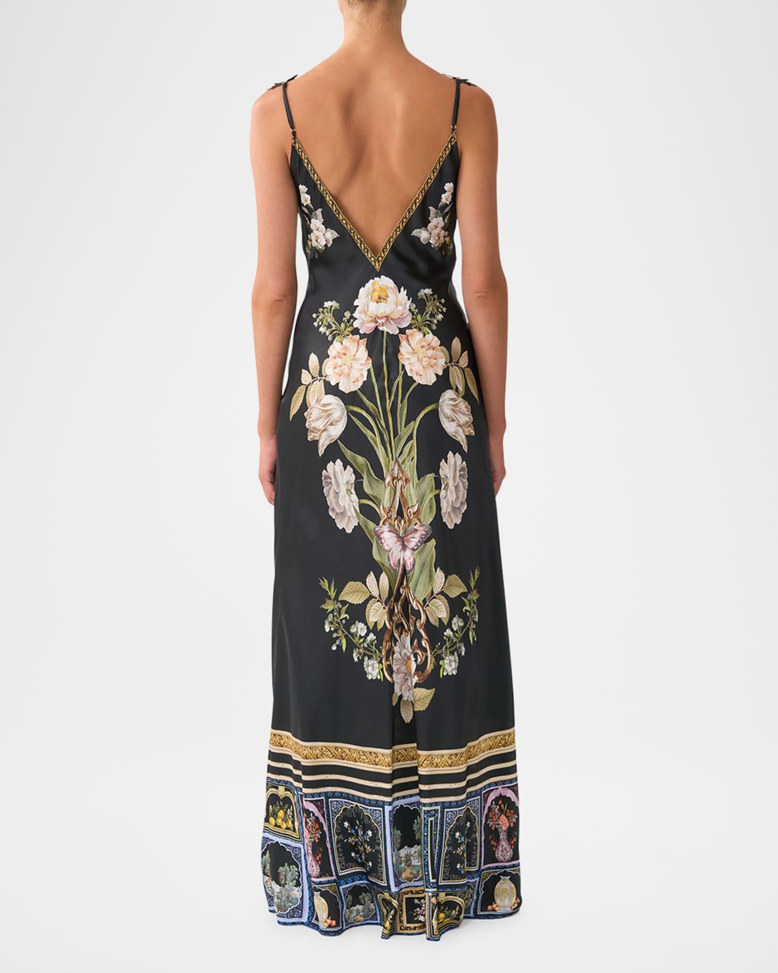 Ottoman Elegance V-Neck Maxi Bias Slip Dress Product Image