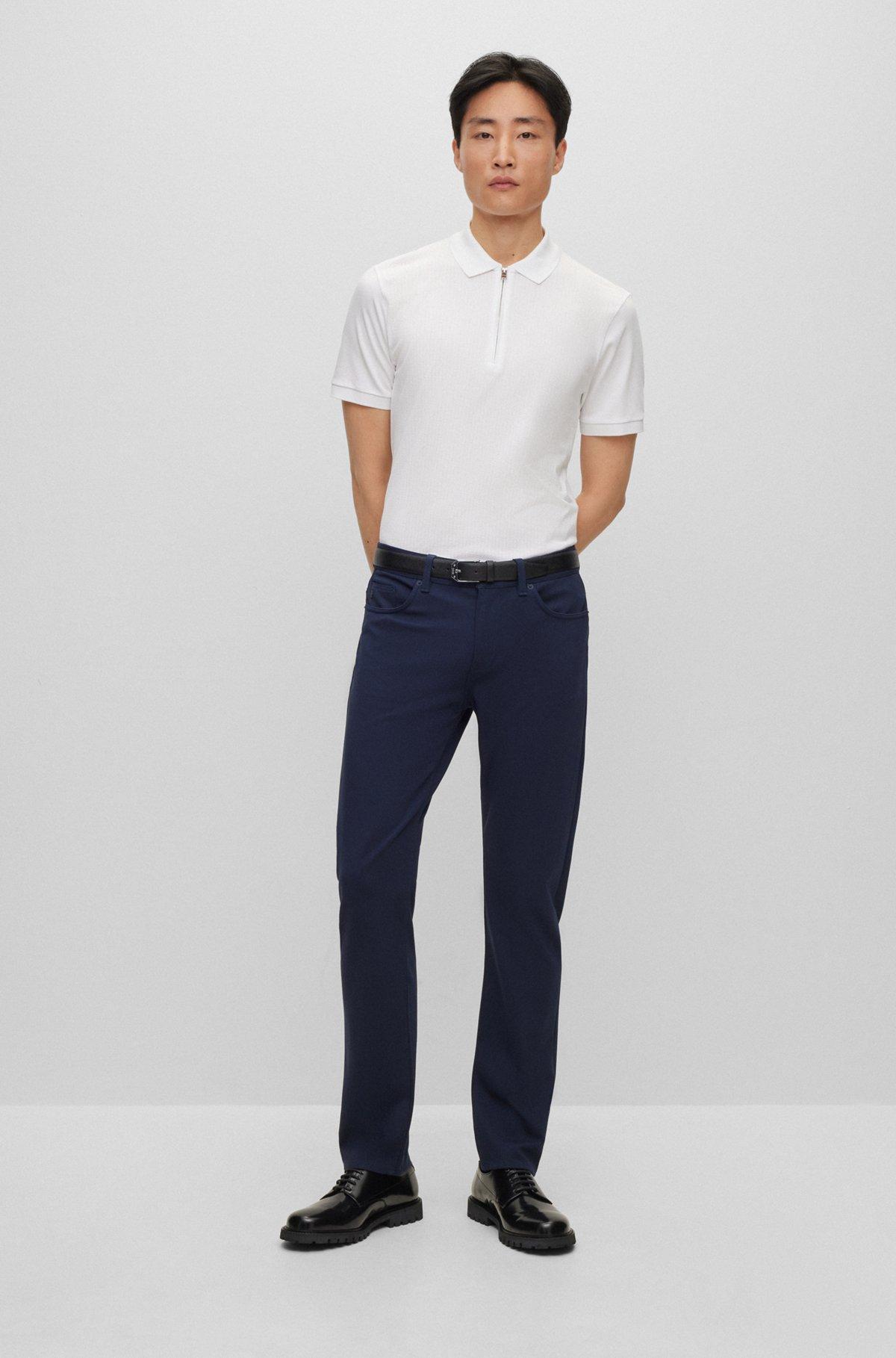 Structured-cotton slim-fit polo shirt with zip placket Product Image
