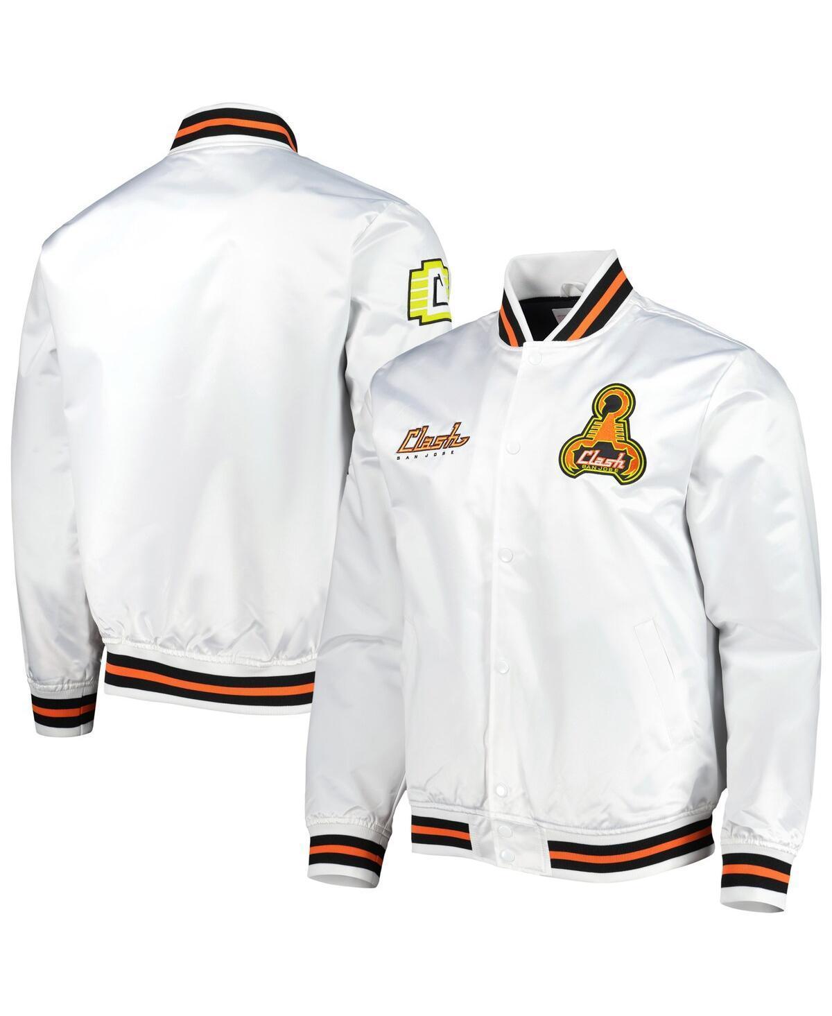 Men's Mitchell & Ness  White San Jose Earthquakes City Full-Snap Satin Jacket, Size: XL, Sje White Product Image