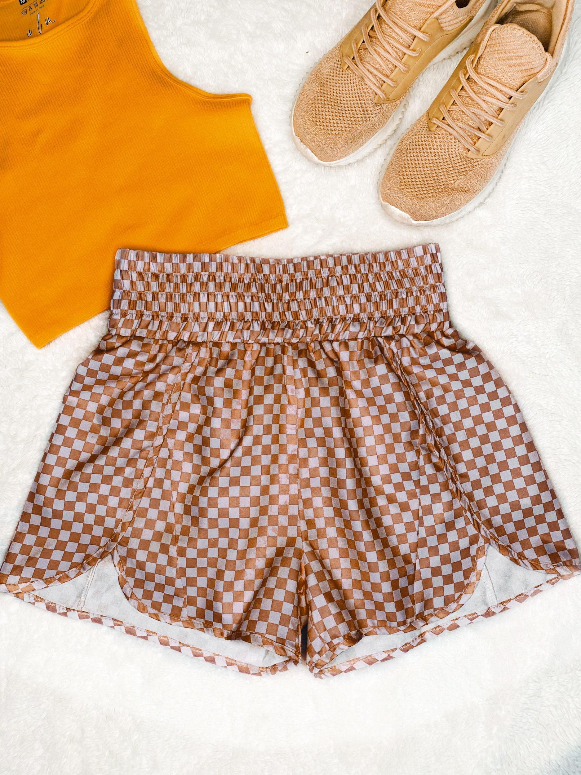 The Cheyenne Athleisure Checkered Shorts Product Image
