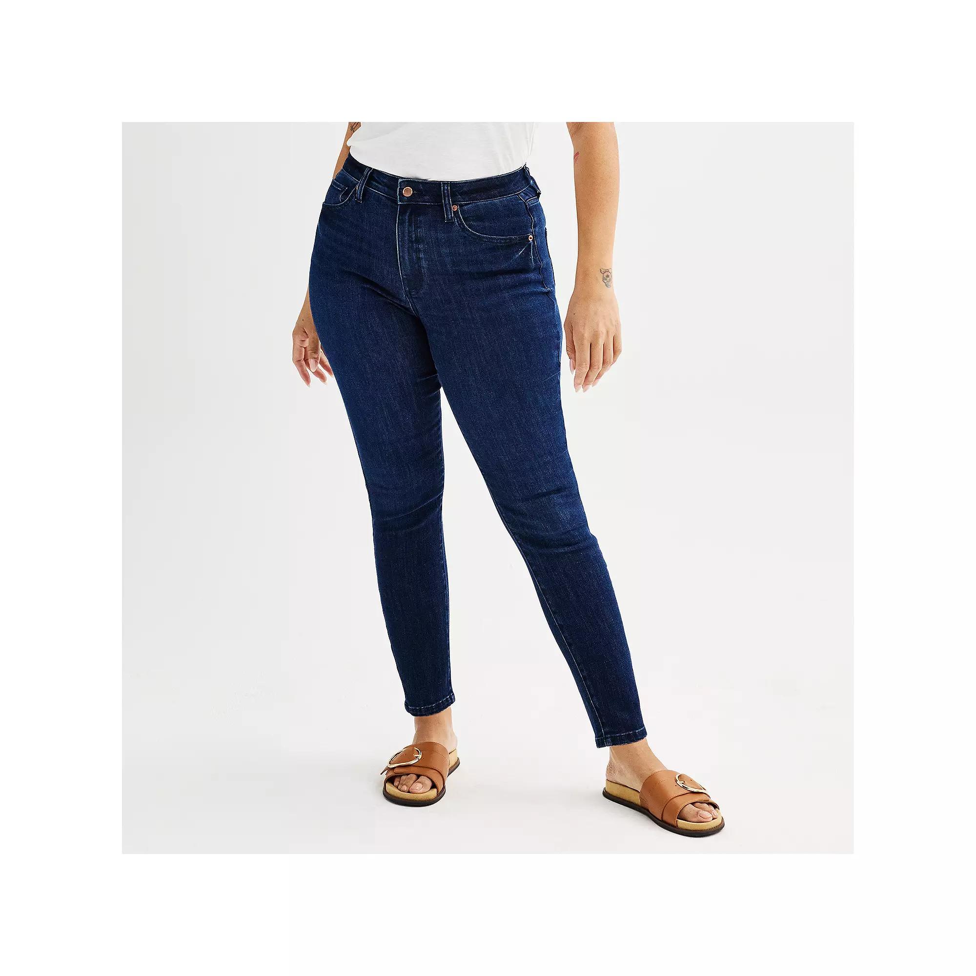 Women's Sonoma Goods For Life® High Rise Curvy Skinny Jeans, Size: 10 Regular, Dark Blue Product Image