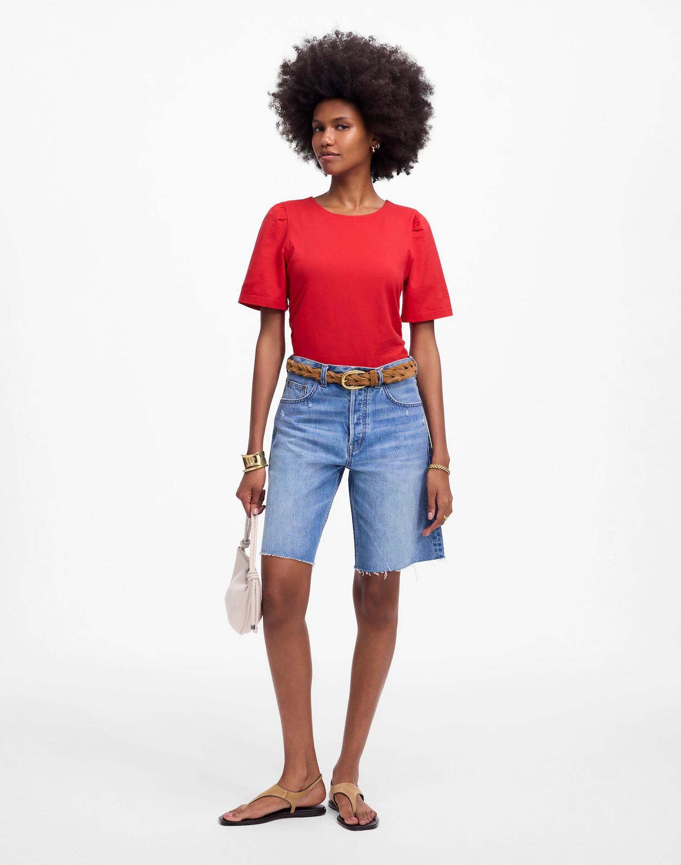 Side-Cinch Puff-Sleeve Tee Product Image