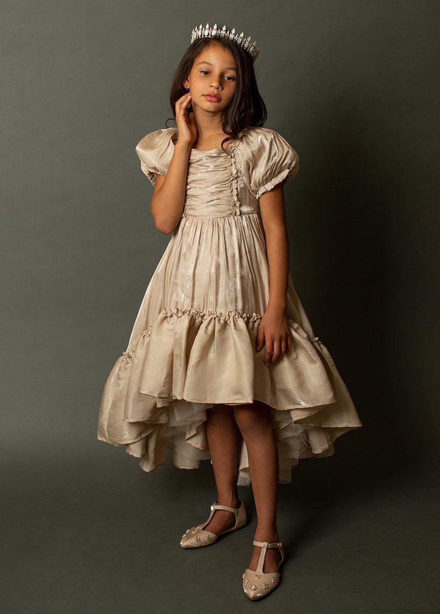 Mathilda Petticoat Dress in Champagne Iridescent Girls Product Image