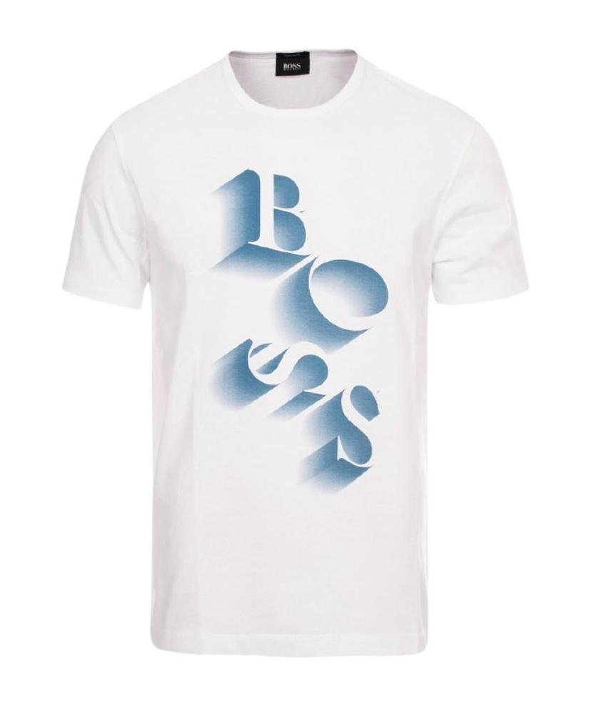 HUGO BOSS Round Collar Logo T-shirt In White Product Image