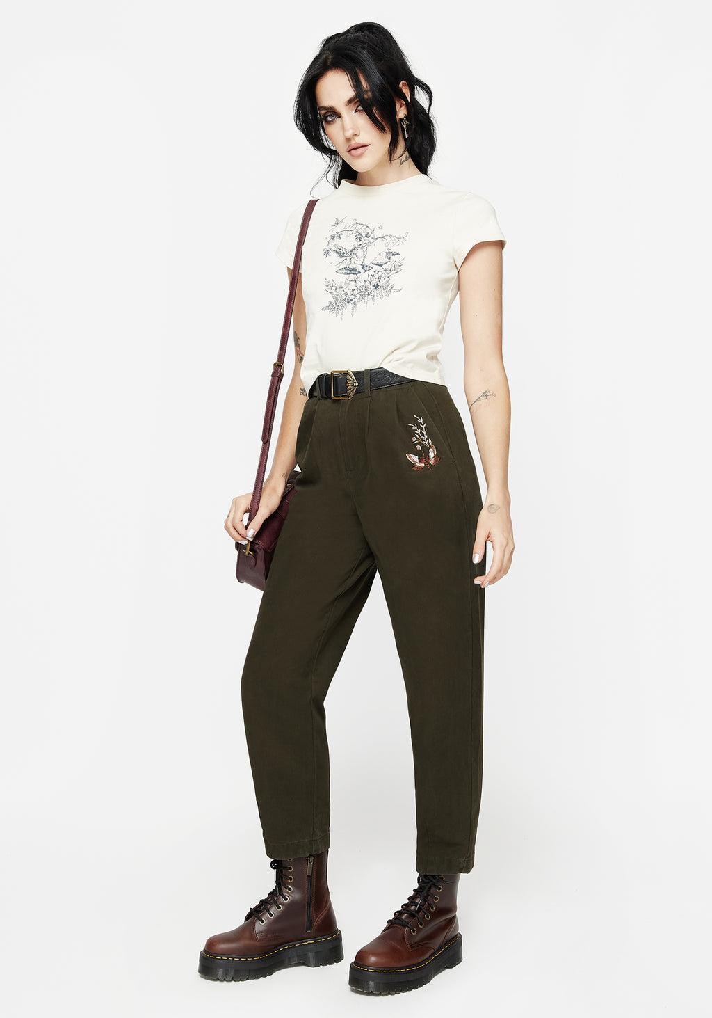 Copia Cotton Embroidered Tapered Tailored Trousers Product Image