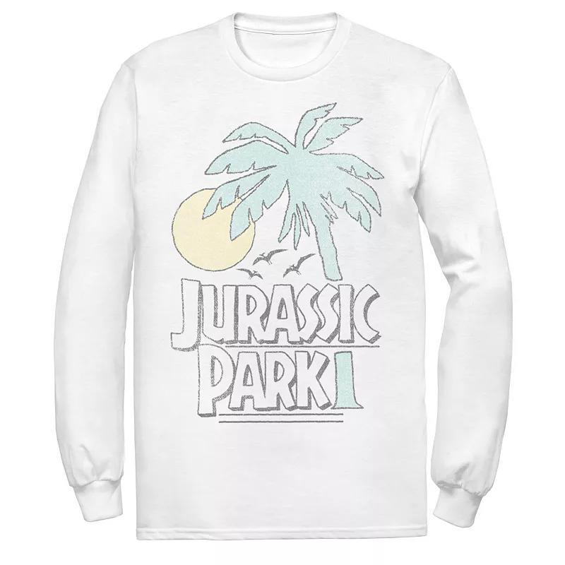 Men's Jurassic Park Palm Tree Sunset Logo Tee, Size: 3XL, Athletic Grey Product Image