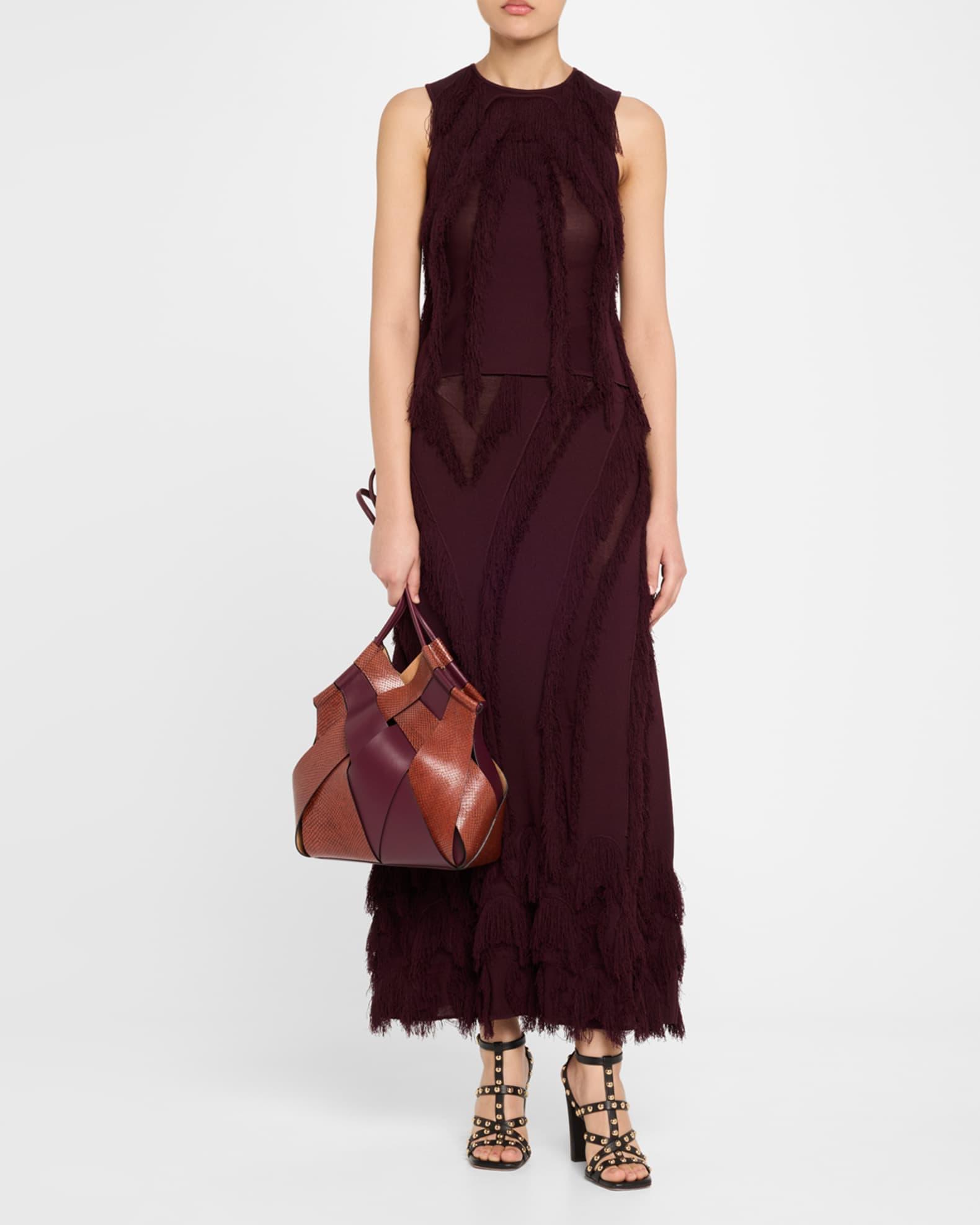 Charlotte Woven Snake-Print Leather Tote Bag Product Image