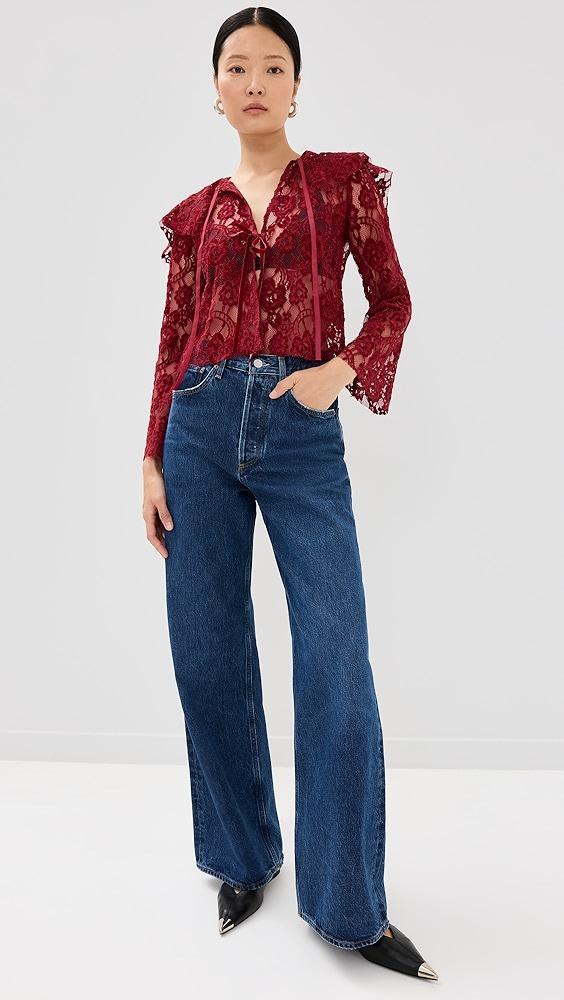 ALOHAS Tolpa Velvet Lace Wine Blouse | Shopbop Product Image