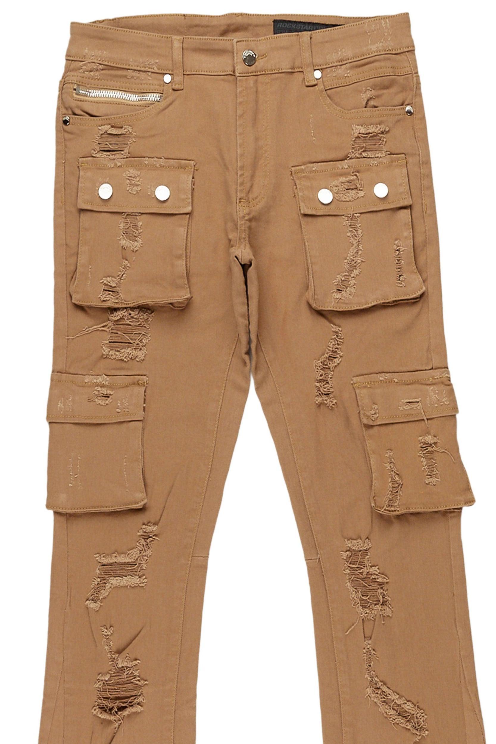 Zaid Tan Stacked Flare Jean Male Product Image