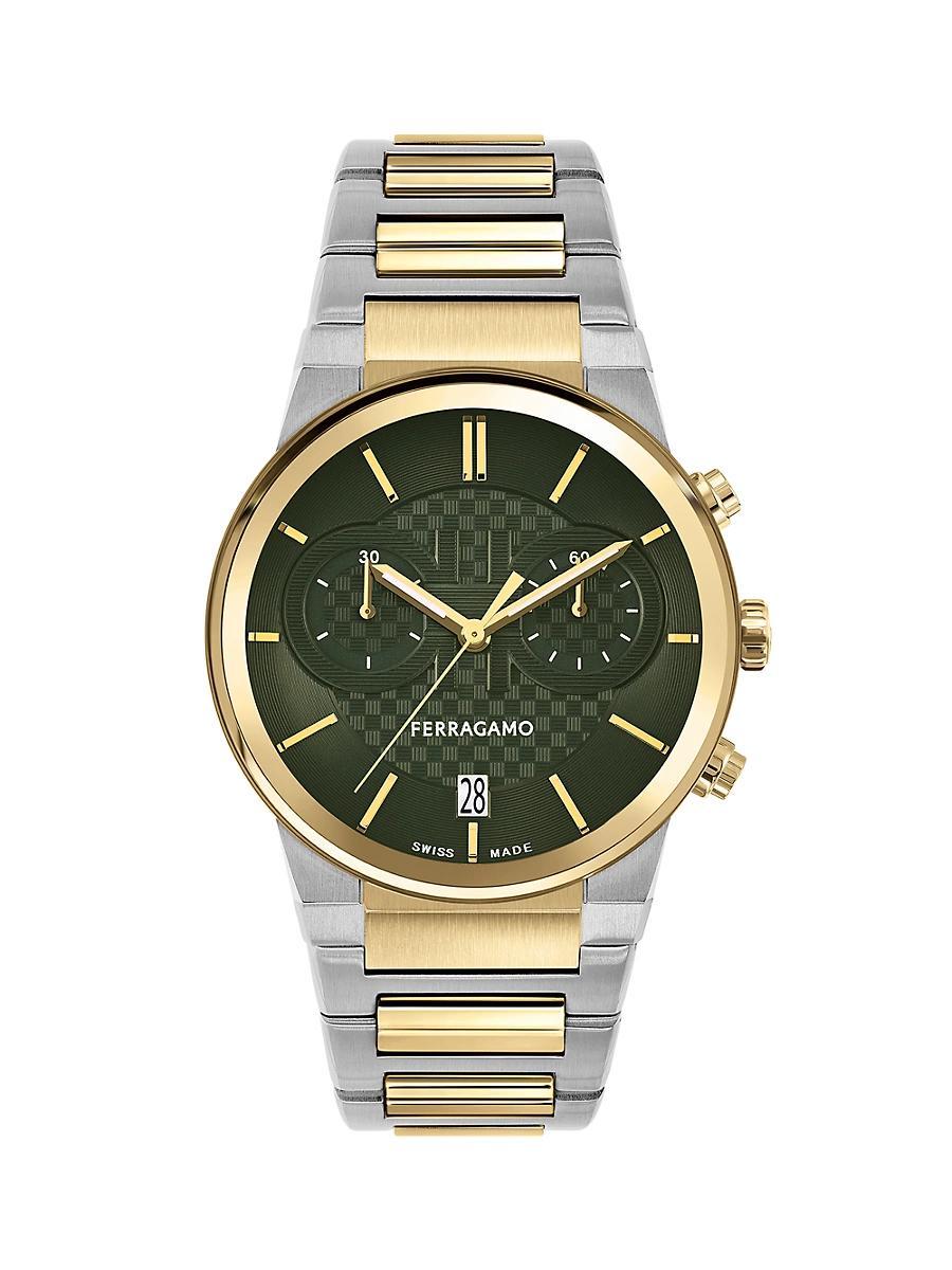 Mens 41mm Ferragamo Sapphire Chrono Watch with Bracelet Strap Product Image