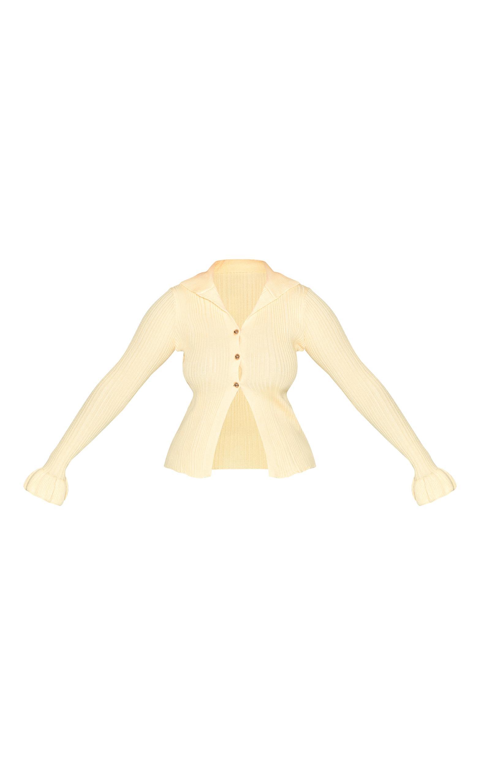 Shape Lemon Knitted Rib Button Front Split Hem Cardigan Product Image