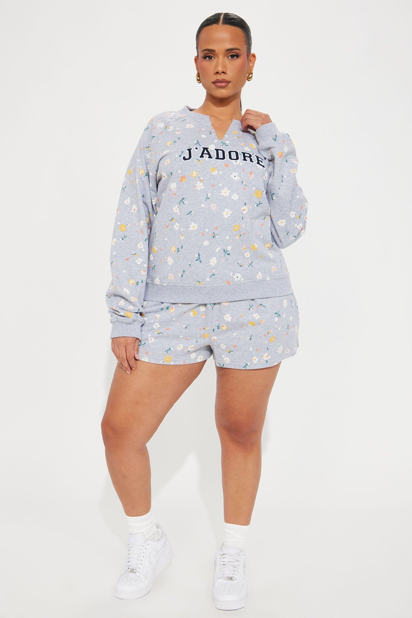 J'Adore Floral Short Set - Grey/combo Product Image