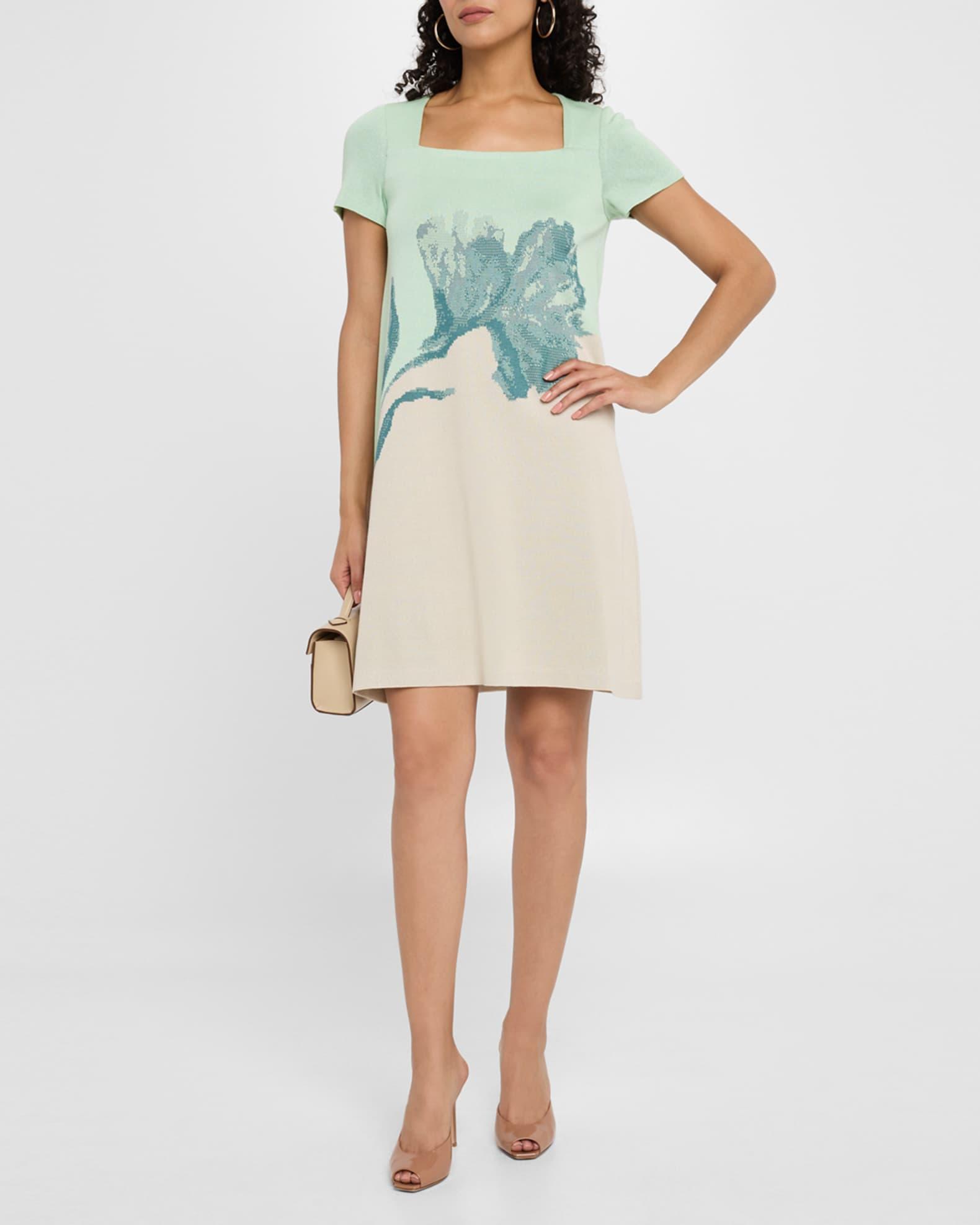 Floral Jacquard Knit  Knee-Length A-Line Dress Product Image