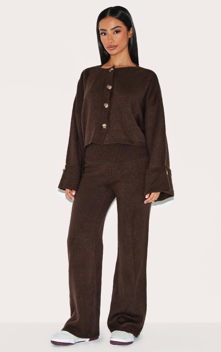 Petite Chocolate Knitted Turn Up Hem Detail Cardigan Product Image