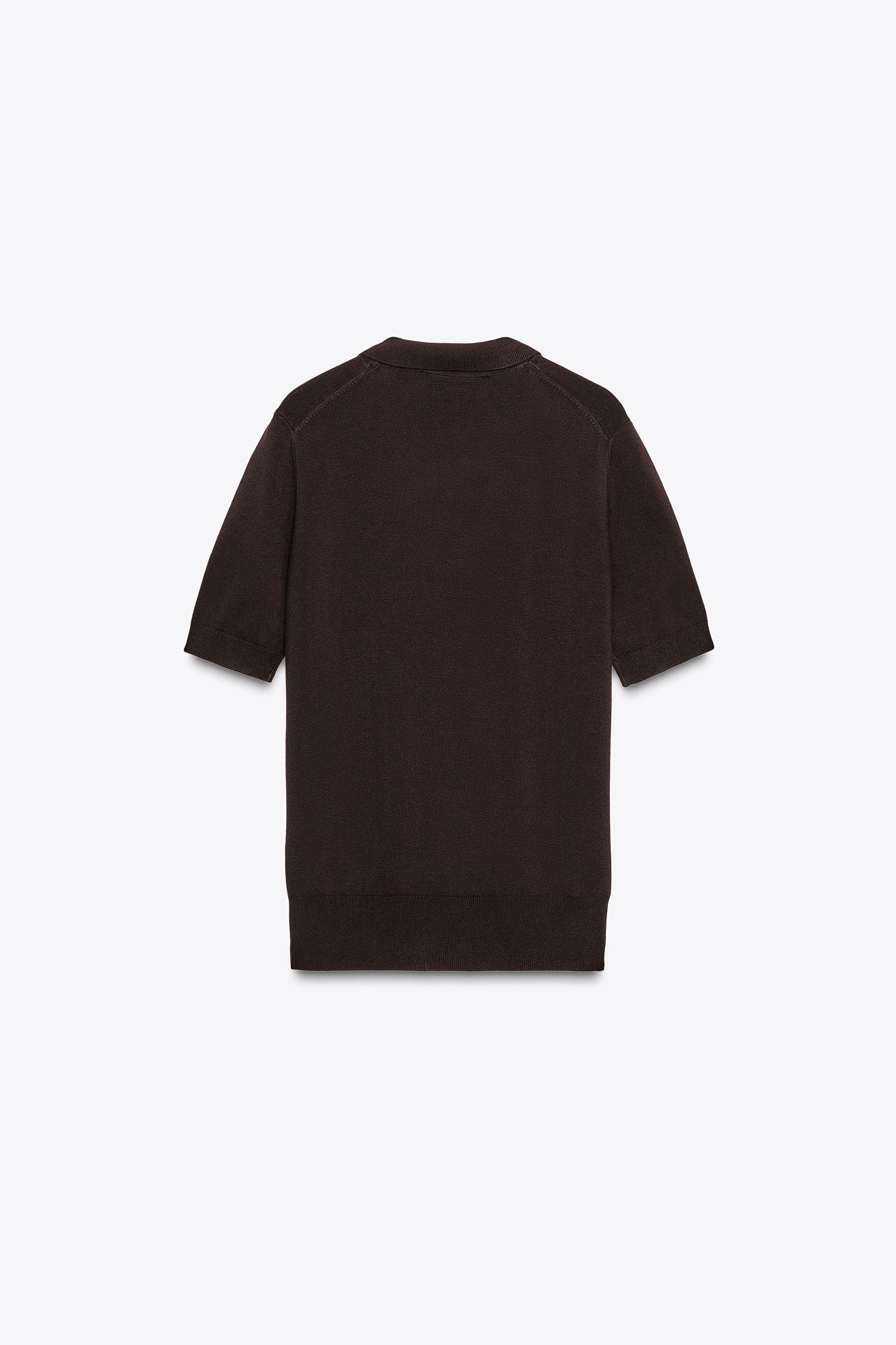 SHORT SLEEVE KNIT POLO TOP Product Image