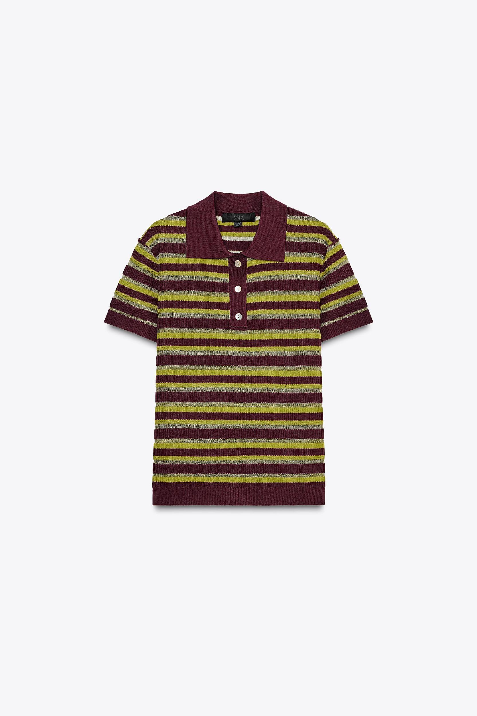 STRIPED KNIT POLO SHIRT Product Image