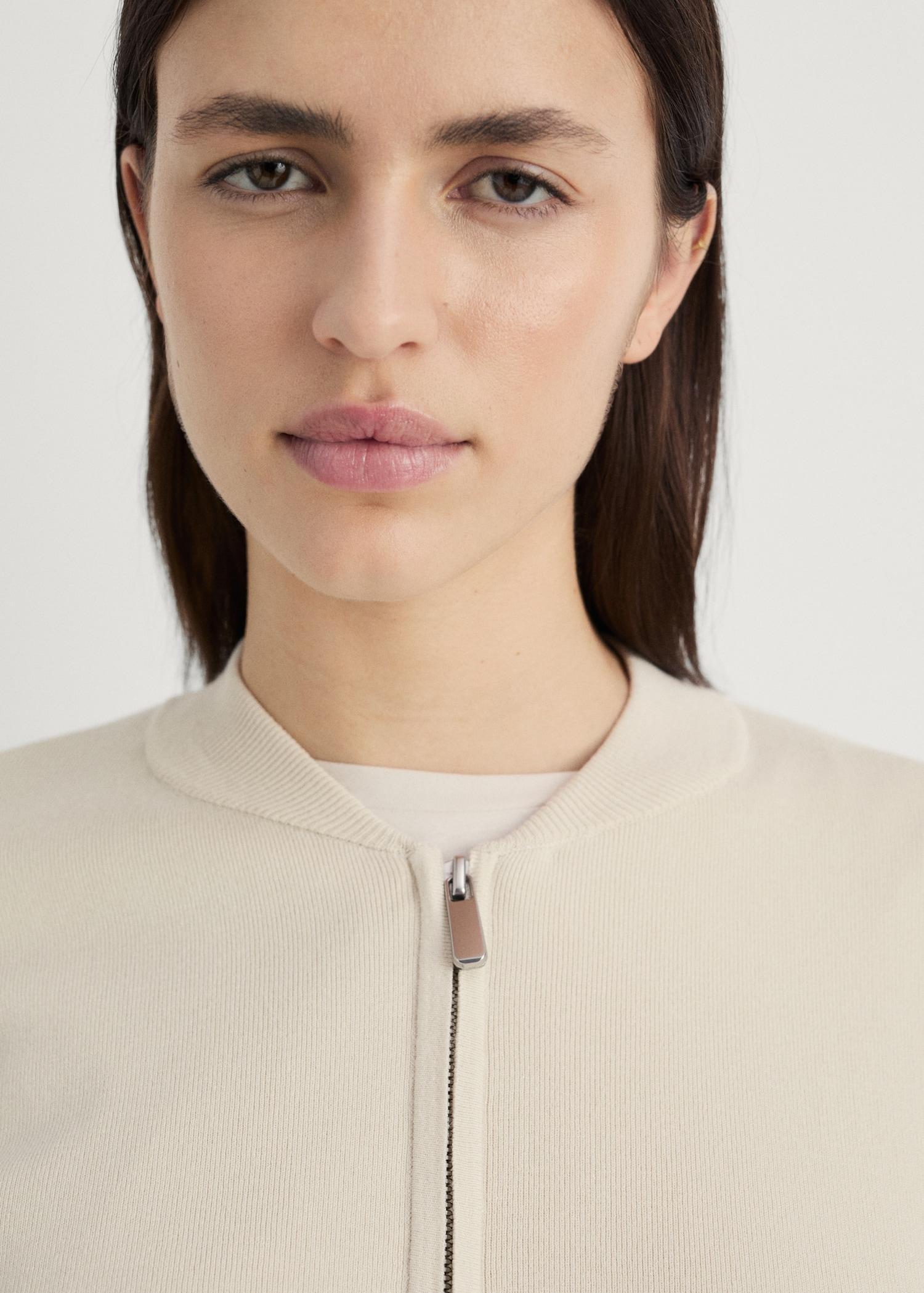 Rib-knit jacket with zipper - Women | MANGO USA Product Image