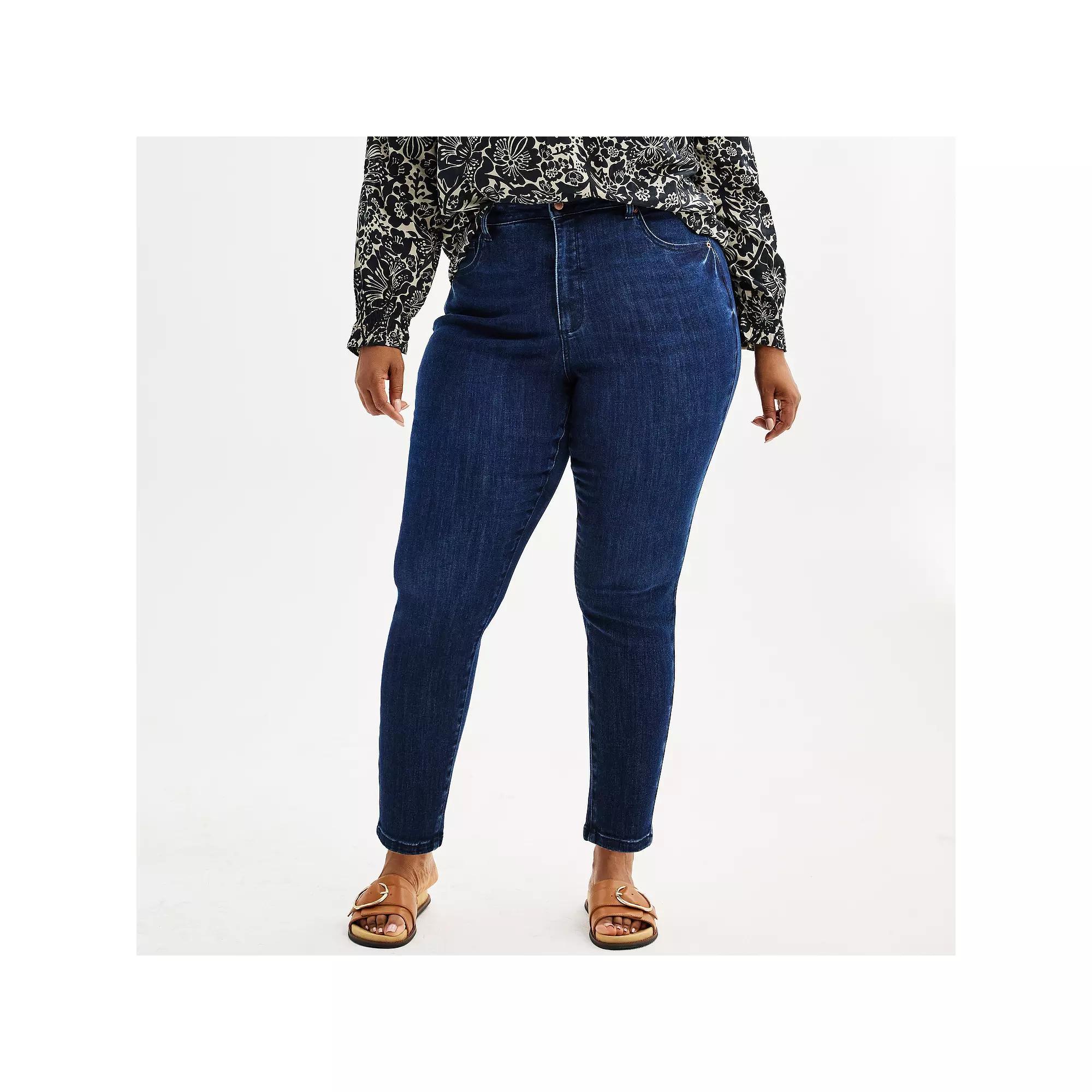 Plus Size Sonoma Goods For Life® High Rise Curvy Skinny Jeans, Women's, Size: 28 W, Dark Blue Product Image