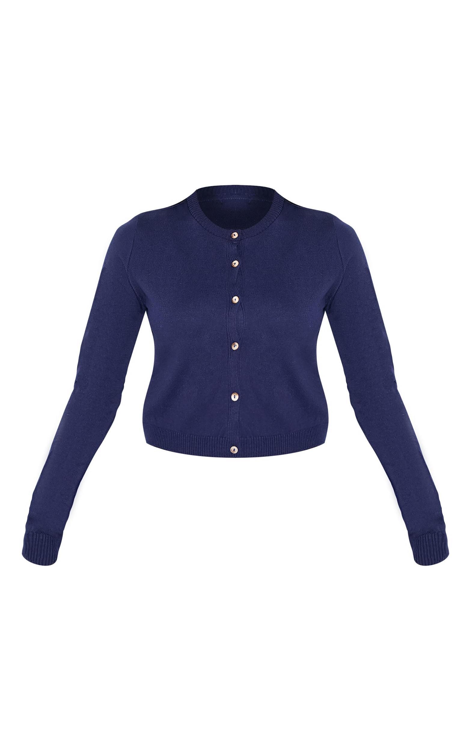 Navy Basic Button Up Knit Cardigan Product Image
