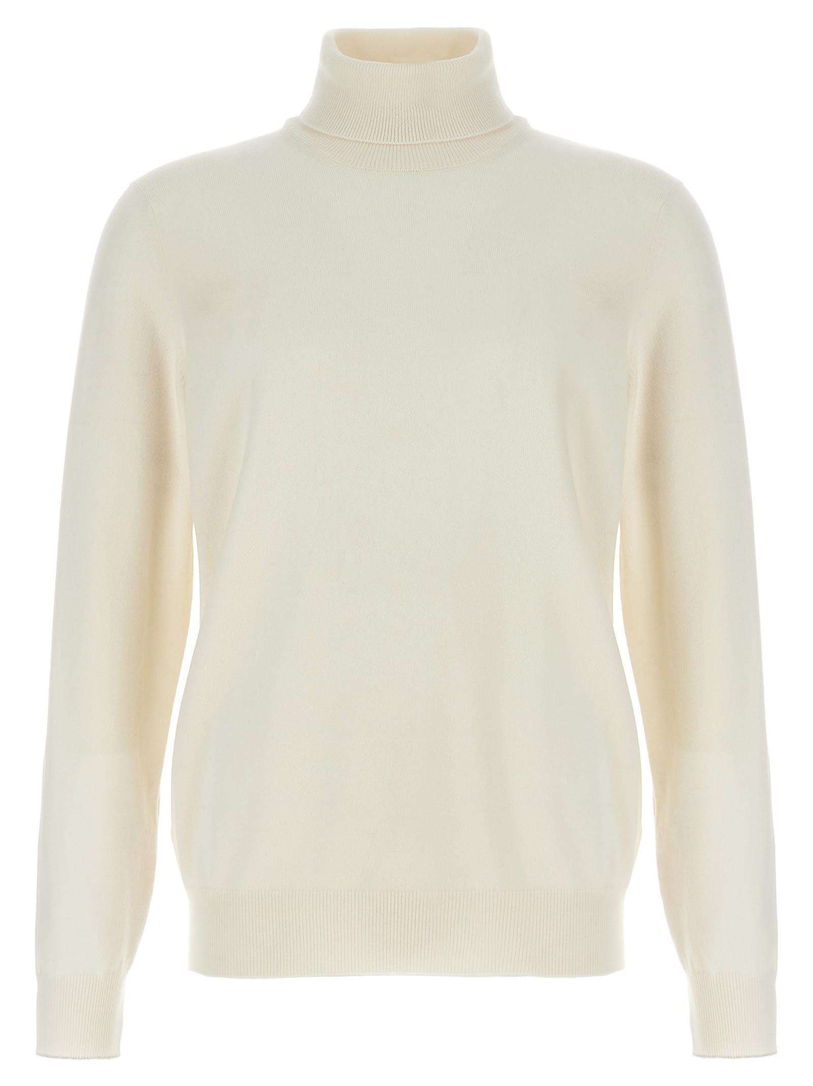 BRUNELLO CUCINELLI Roll Neck Cashmere Jumper In Ecru Product Image