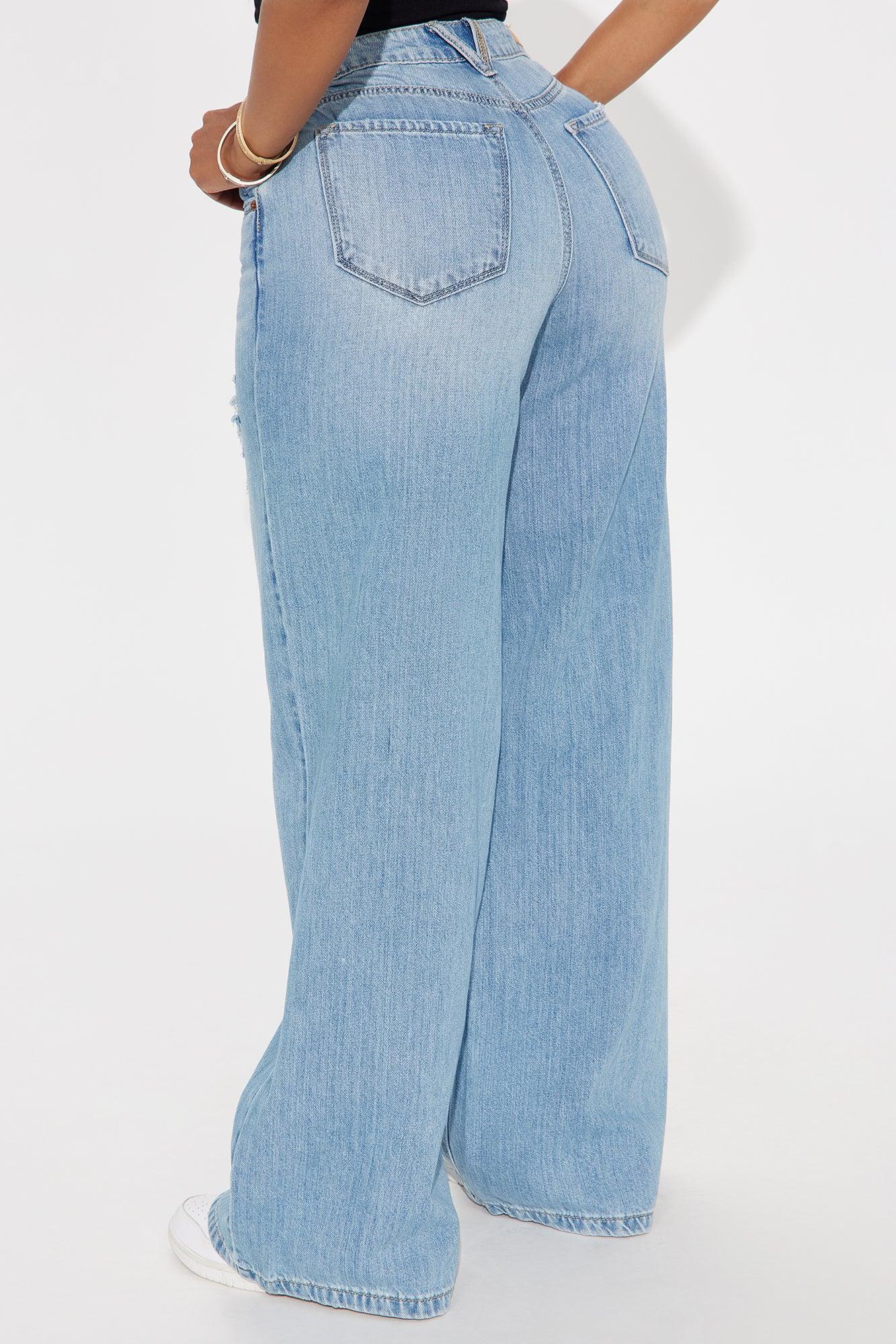 Hadley Ripped Wide Leg Jeans - Light Wash Product Image