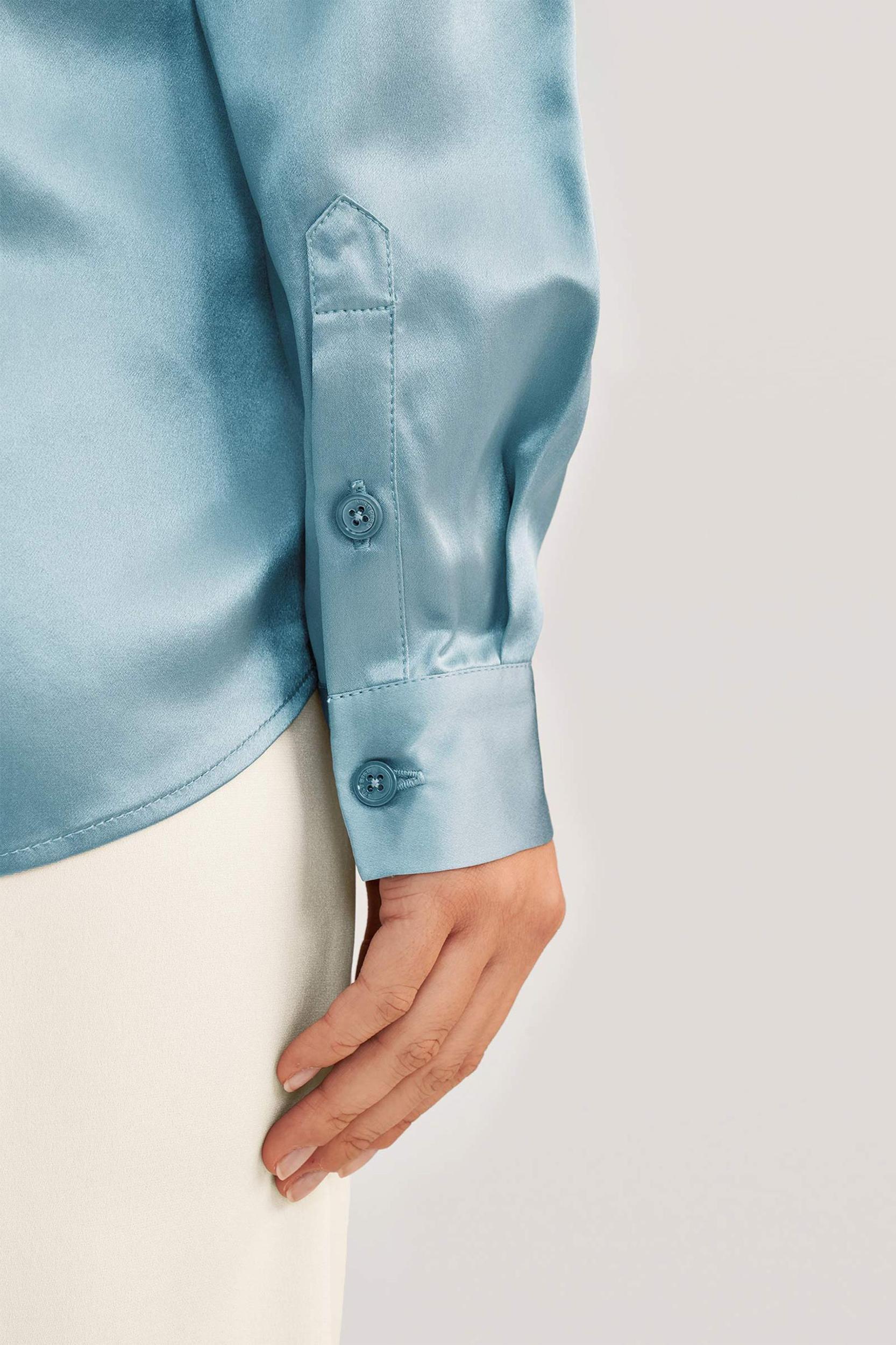 Basic Concealed Placket Silk Shirt Product Image