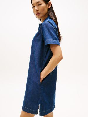 Short-Sleeve Denim Pullover Dress Product Image