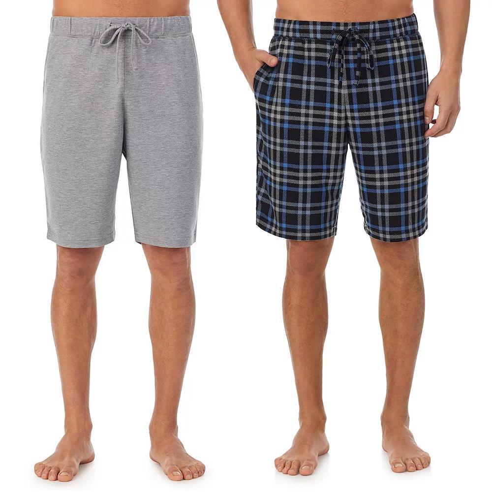 Mens Cuddl Duds 2-Pack French Terry Printed Pajama Shorts Set Grey Green Product Image