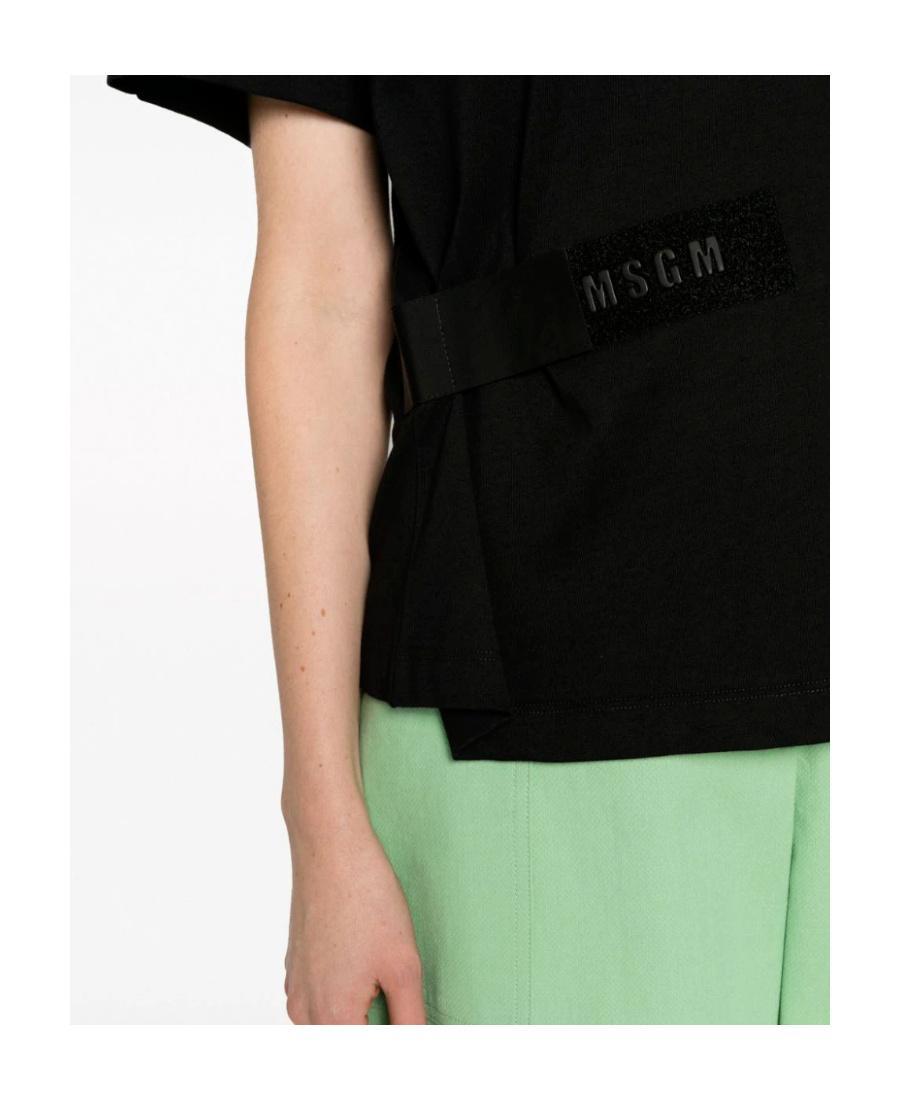 MSGM Logo-embroidered Cotton T-shirt In Black Product Image