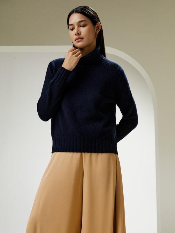 Turtleneck Sweater with Rib Hemline Product Image
