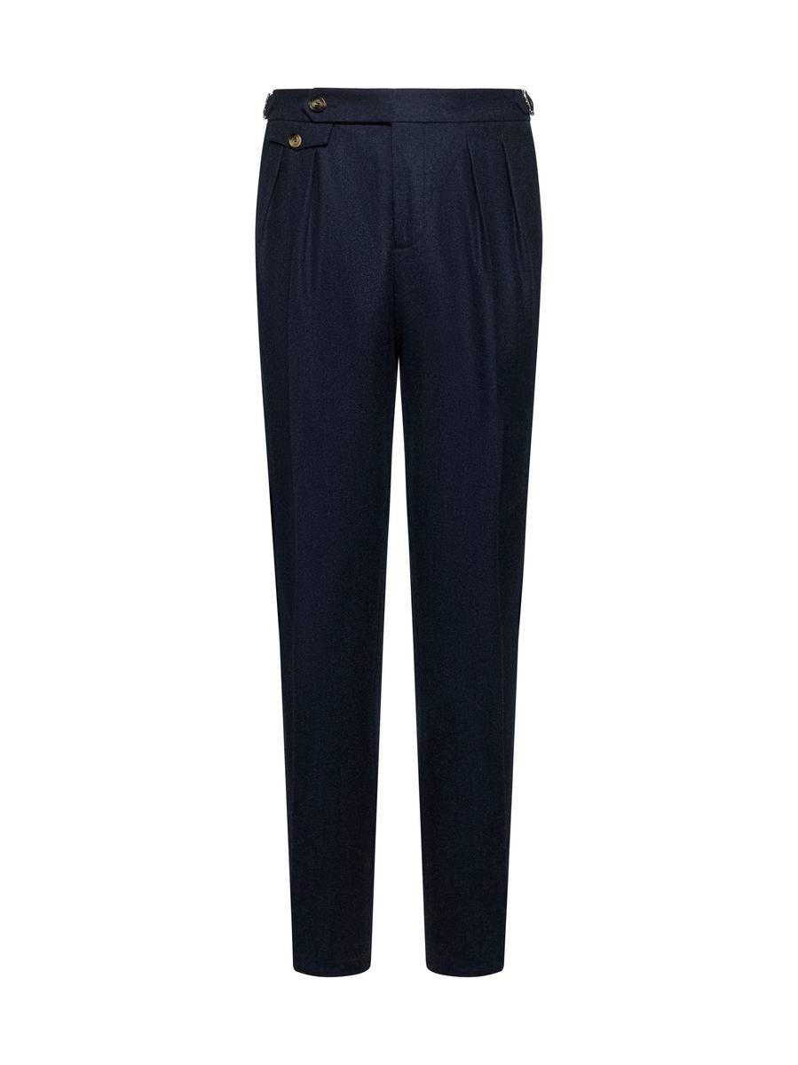 BRUNELLO CUCINELLI Flannel Tailor Fit Trousers In Blue Product Image