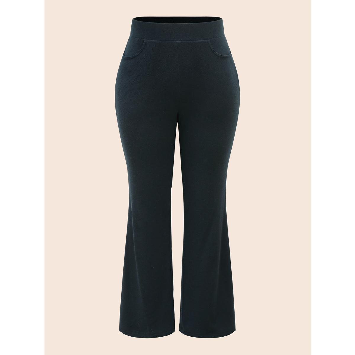 Plus Size Supersoft Essentials Elastic Waist Flared Leggings Women Indigo Casual Medium stretch Bootcut Mid Rise Everyday Leggings BloomChic 12/L Product Image