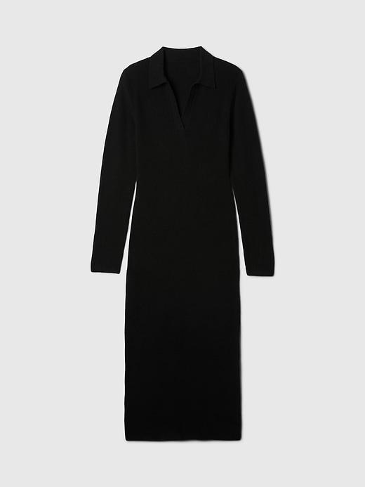 CashSoft Rib Midi Polo Sweater Dress Product Image