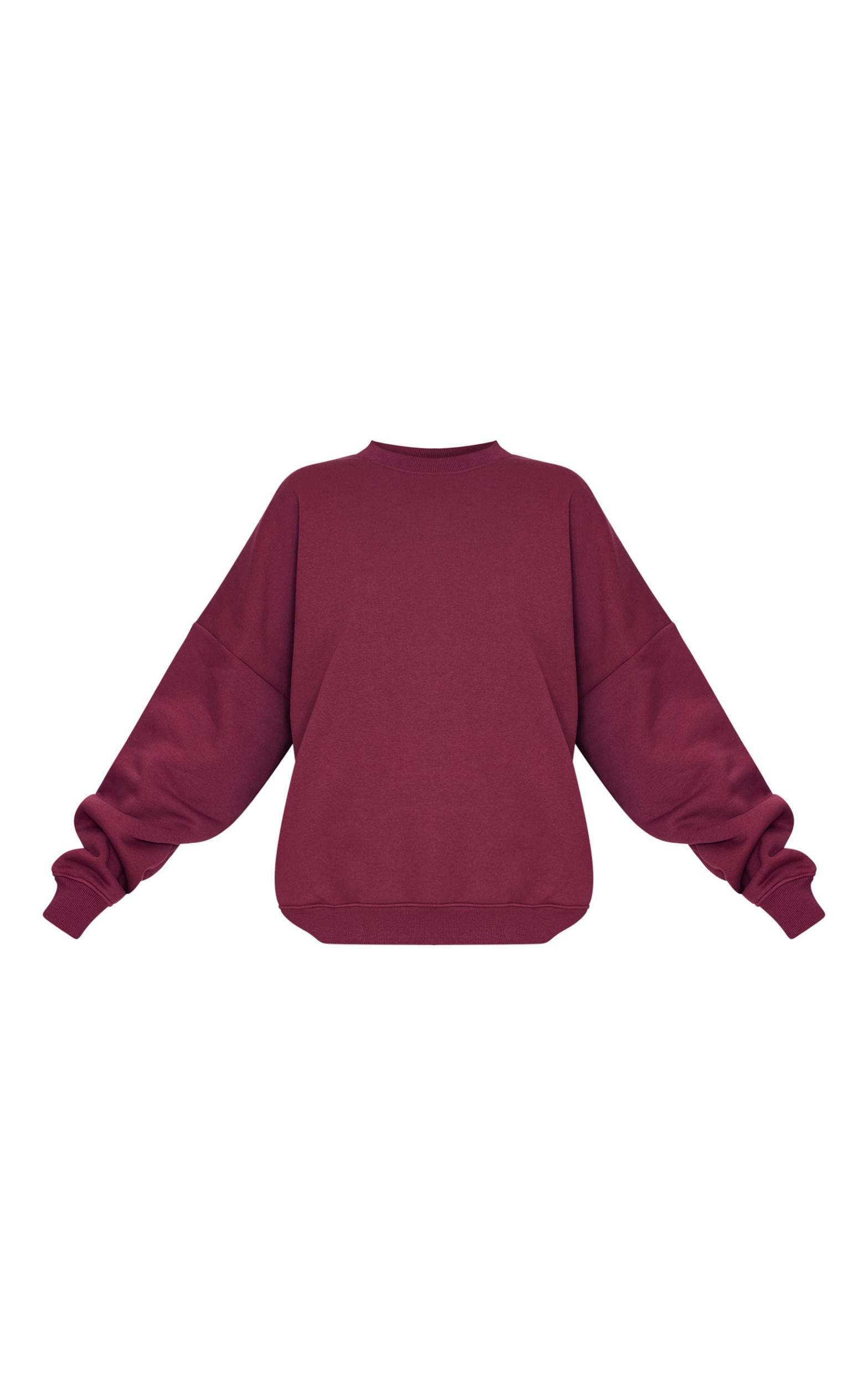 Burgundy Oversized Long Sleeve Sweatshirt Product Image