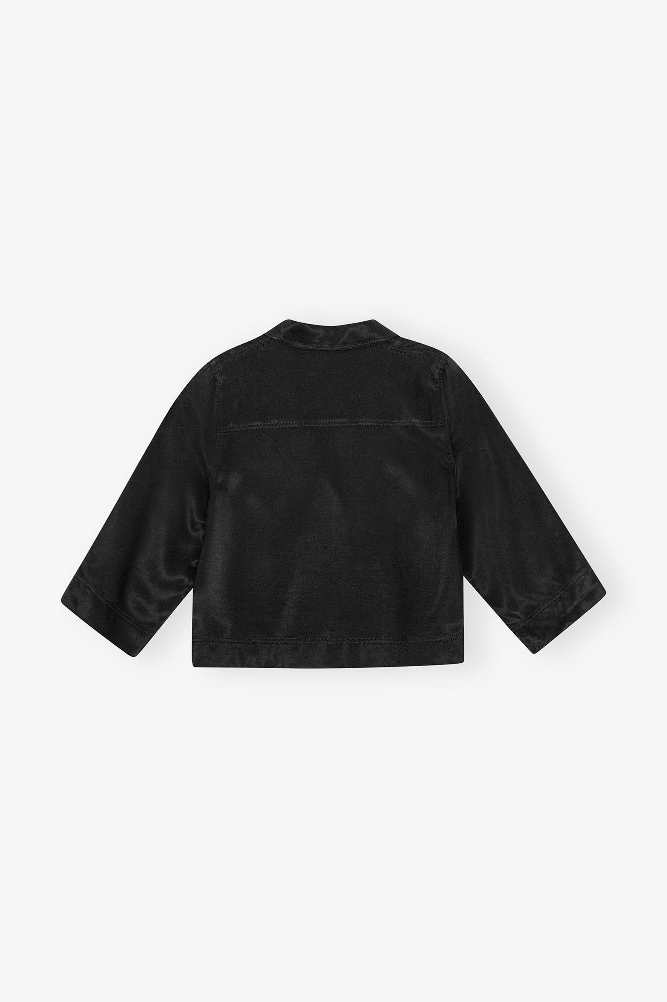 Washed Satin Crop Shirt Product Image