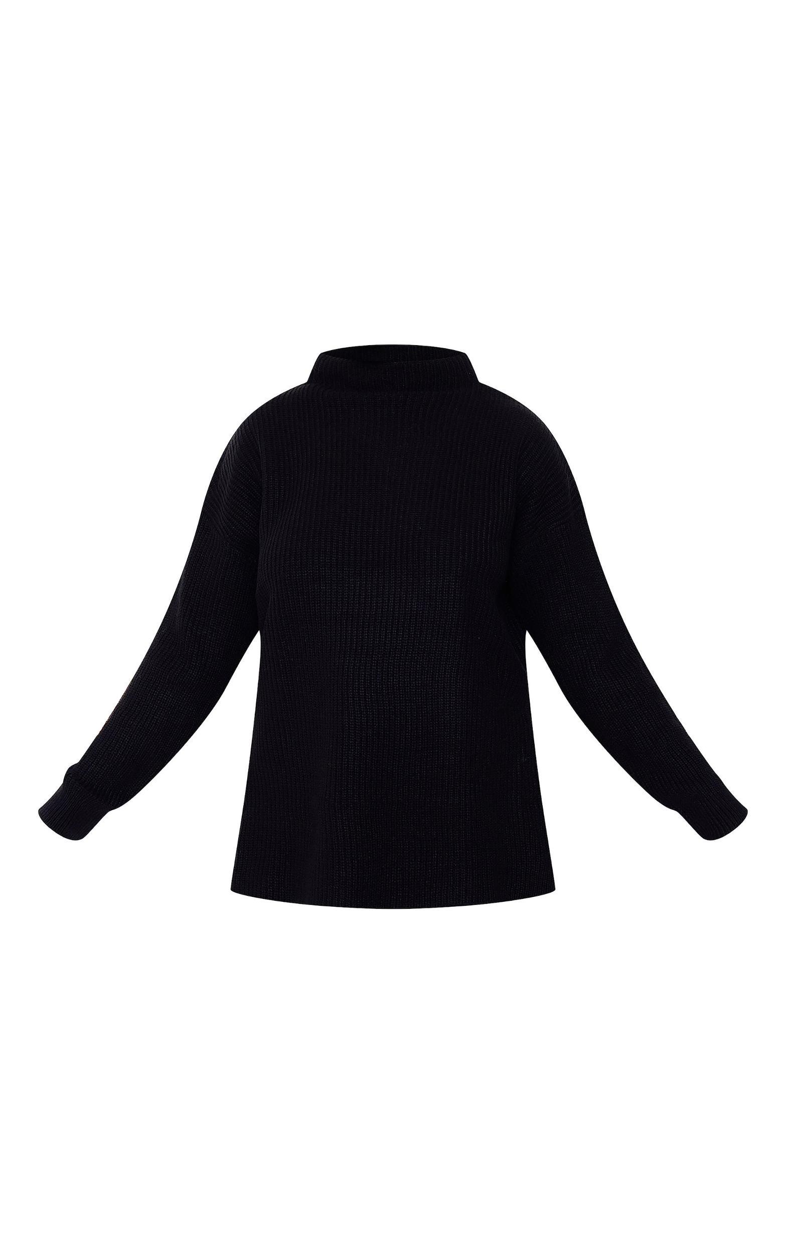 Plus Black High Neck Oversized Sweater Product Image