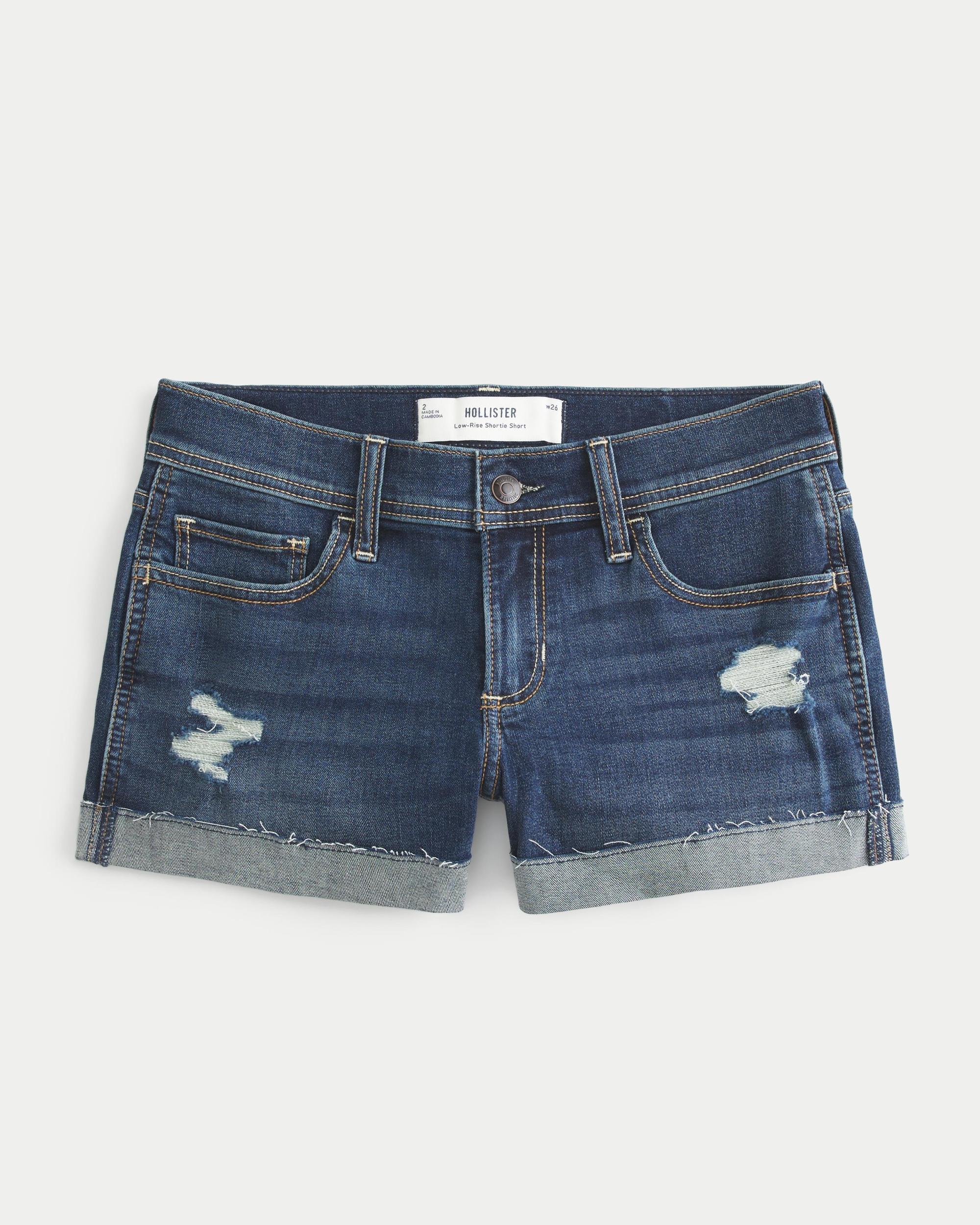 Washed Black Denim Shortie Shorts Product Image
