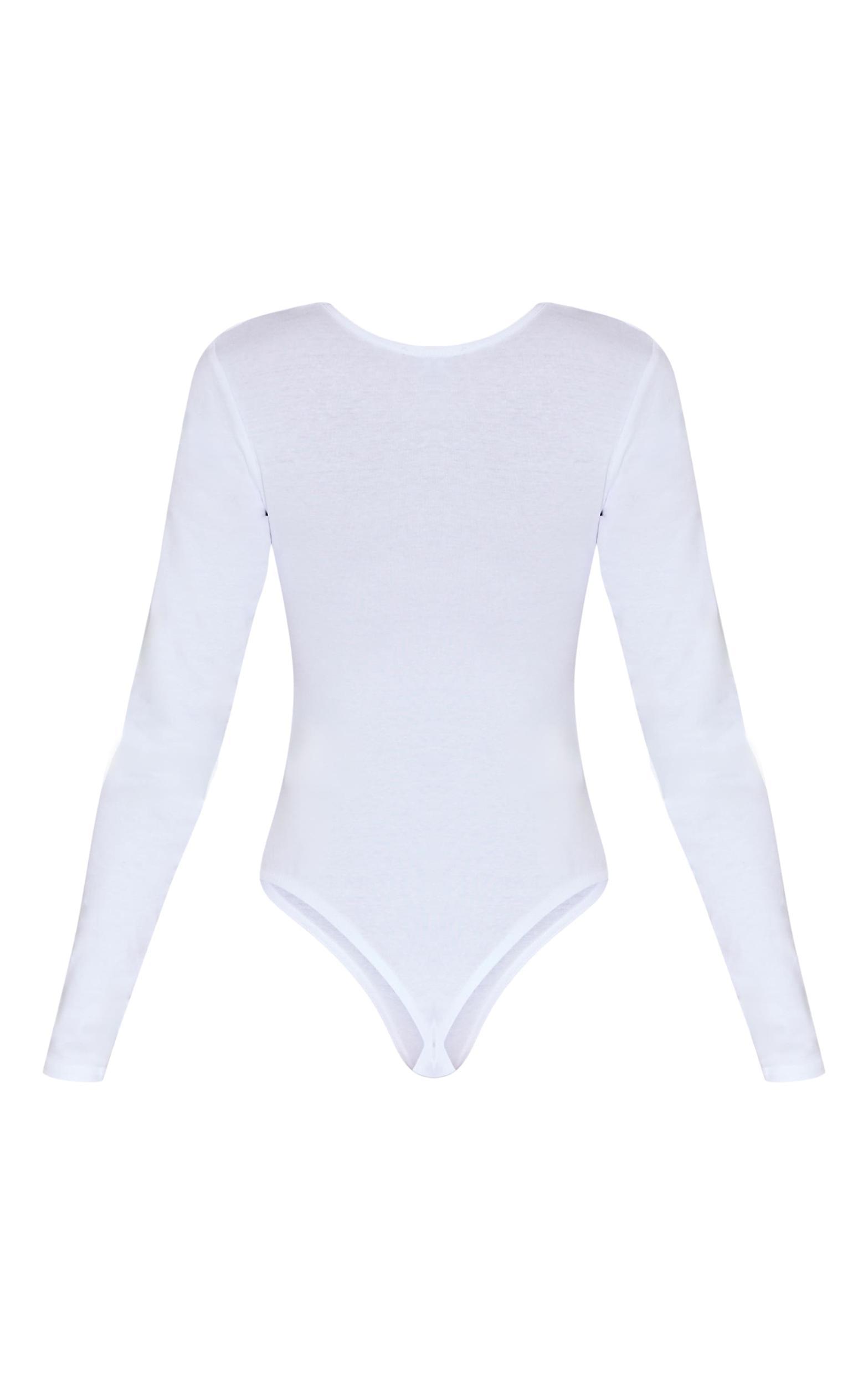 Basic White Cotton Blend Crew Neck Bodysuit Product Image