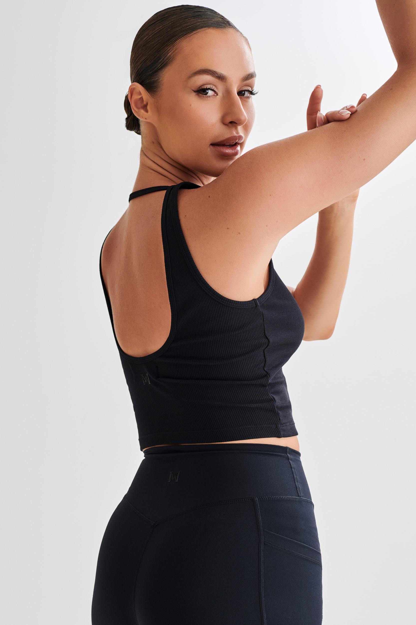 Rory Ribbed Yoga Top - Black Product Image