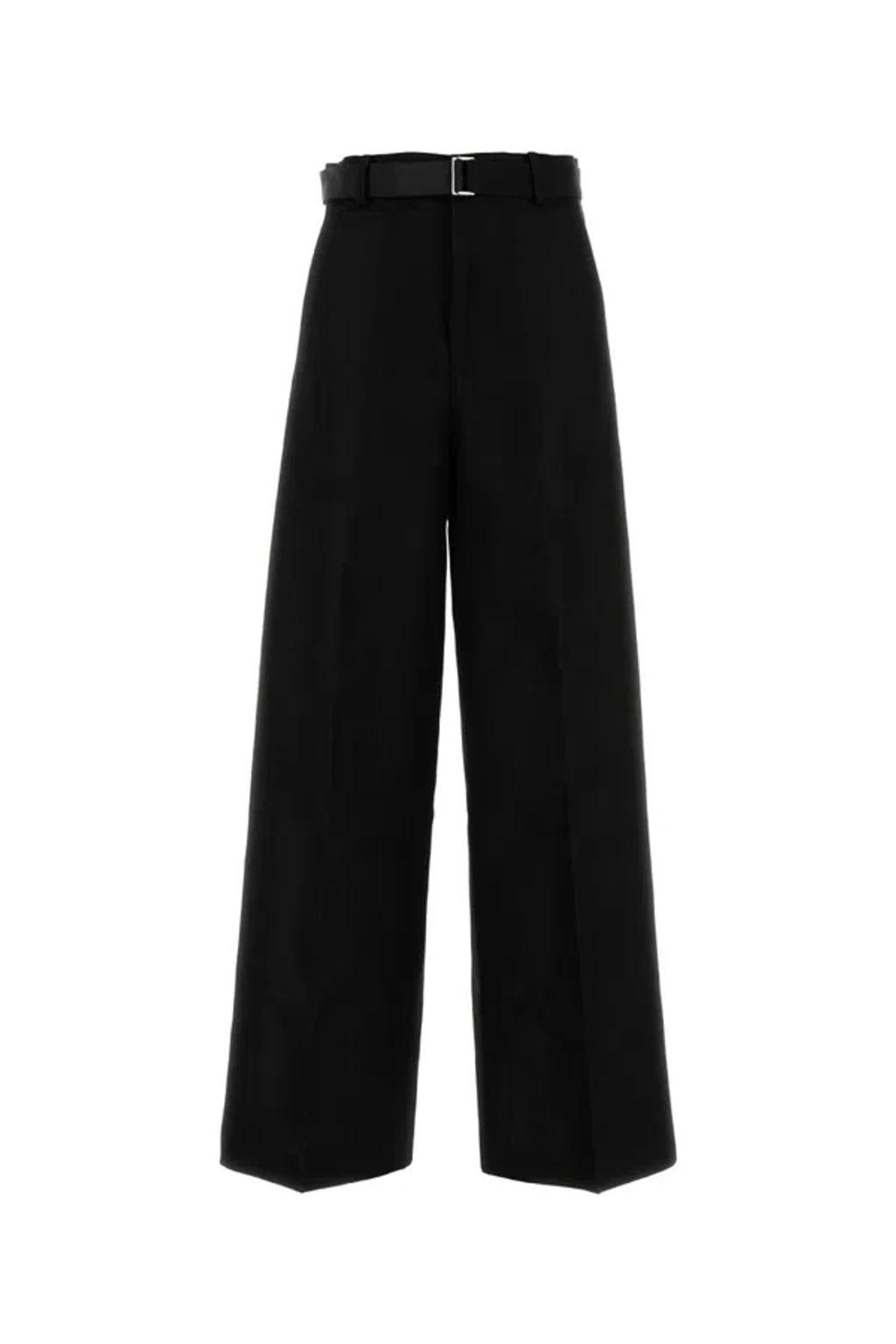 SACAI Double-faced Silk Cotton Pants In Black Product Image