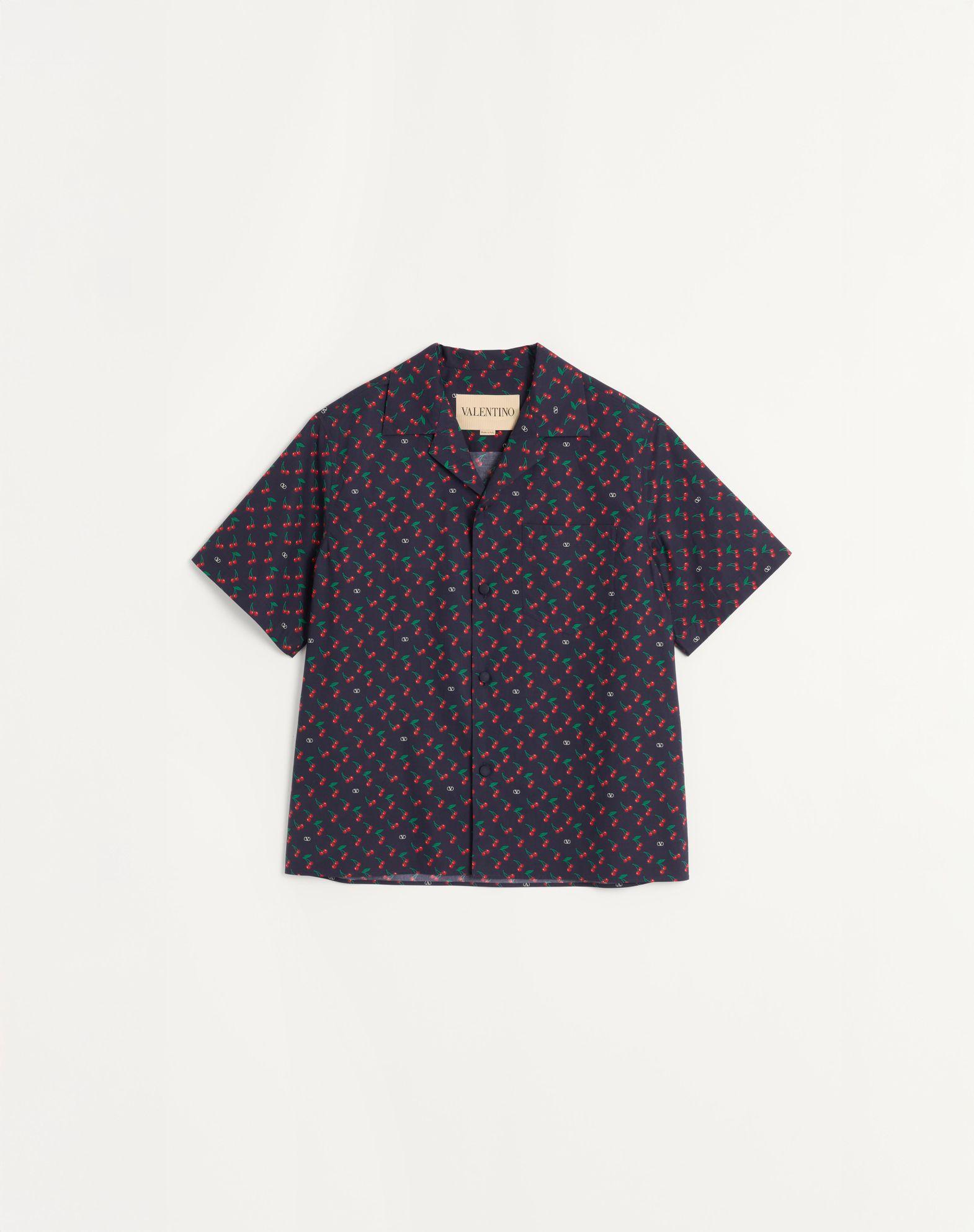 Cotton Poplin Bowling Shirt With Cherryfic Print Product Image