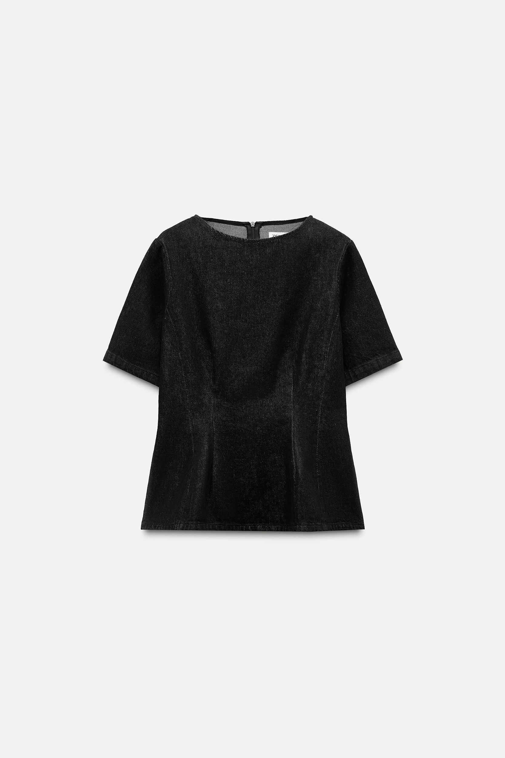 PEPLUM DENIM TOP ZW COLLECTION Product Image
