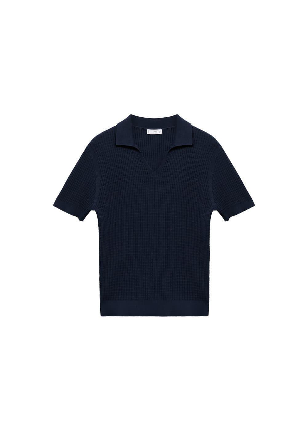 Ribbed knit polo shirt - Men | MANGO USA Product Image