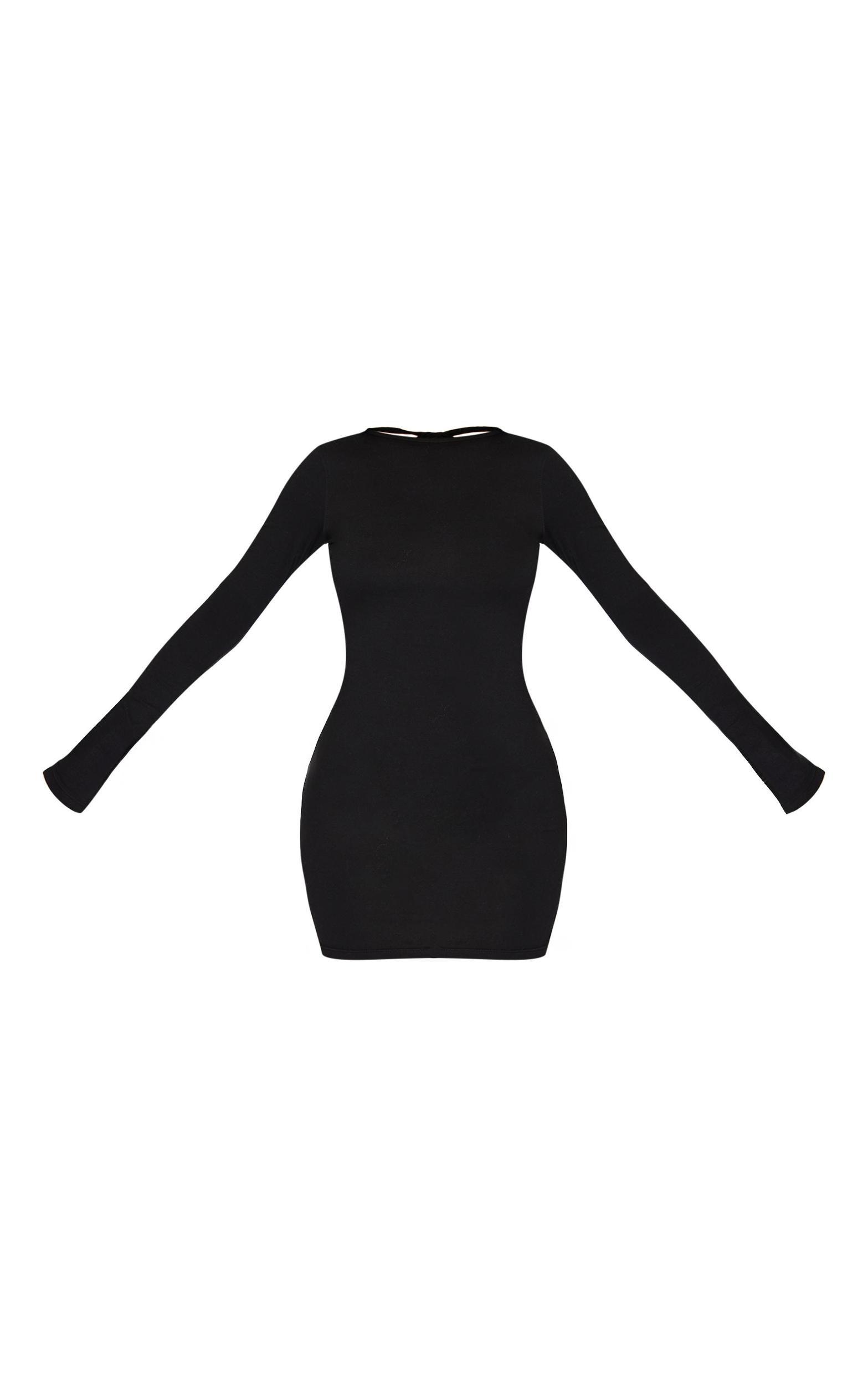 Tall Black Cotton Tie Scoop Back Mini Dress Product Image