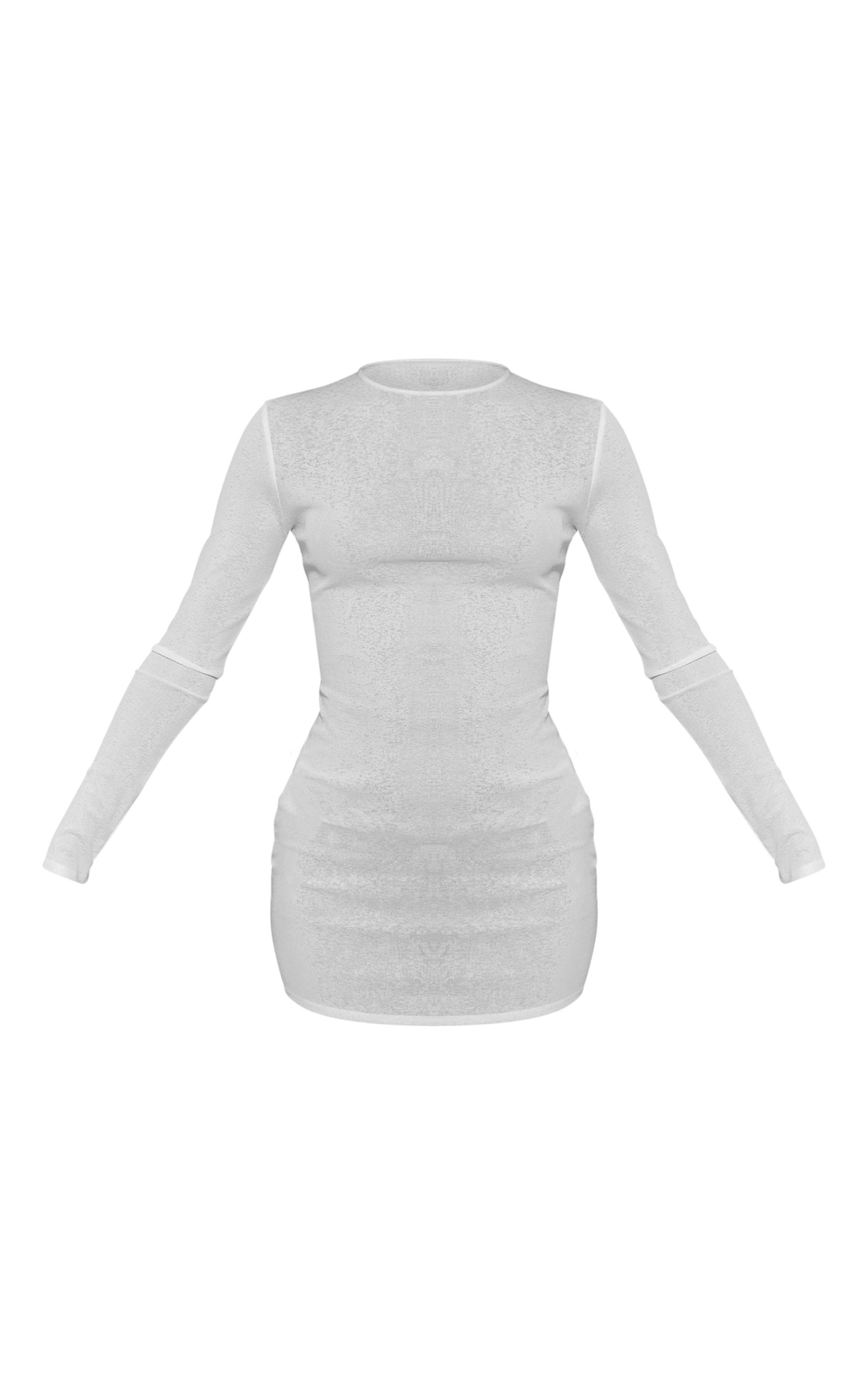 White Onion Skin Long Sleeve Shift Dress Product Image