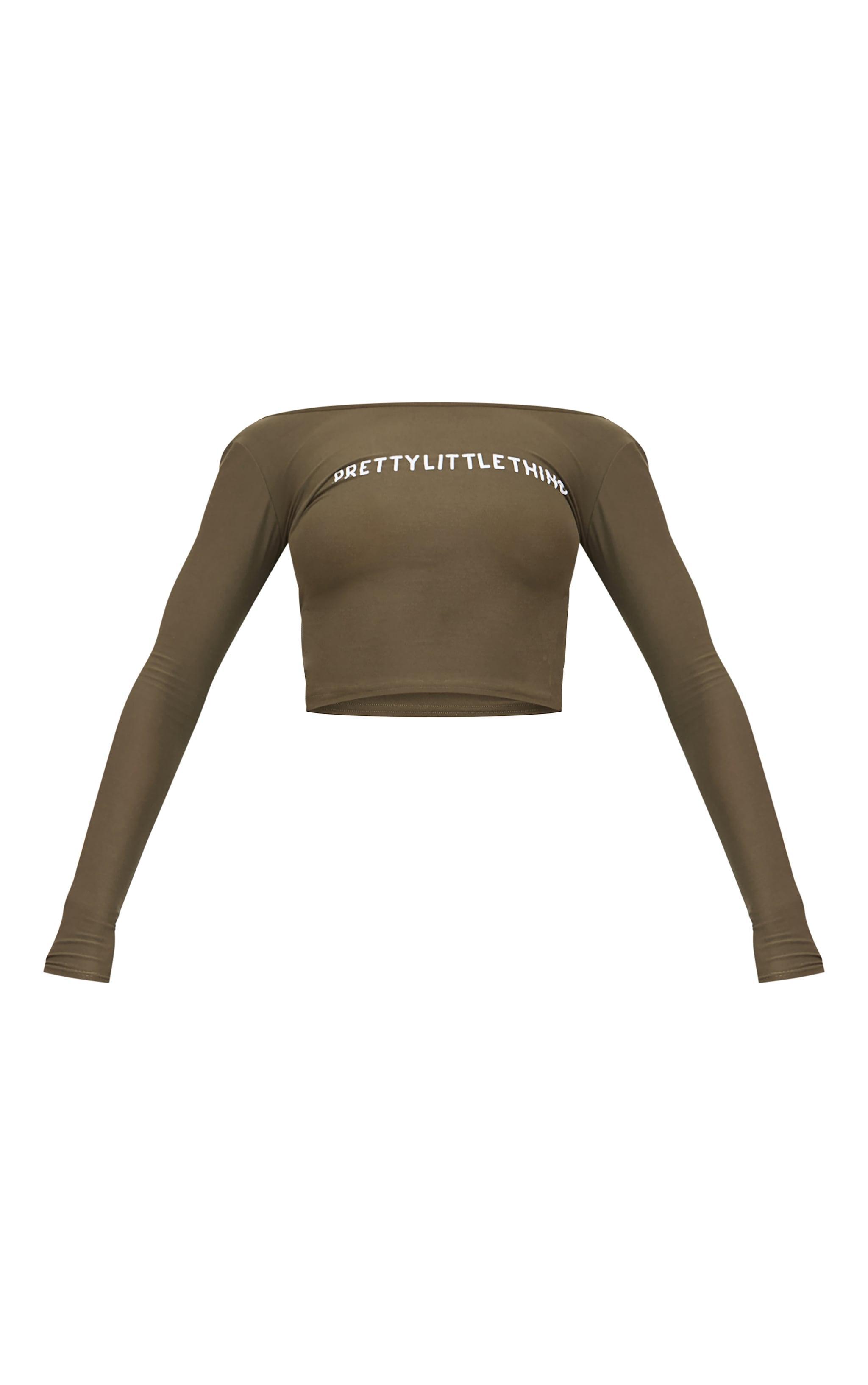 Khaki Cotton Long Sleeve Top Product Image