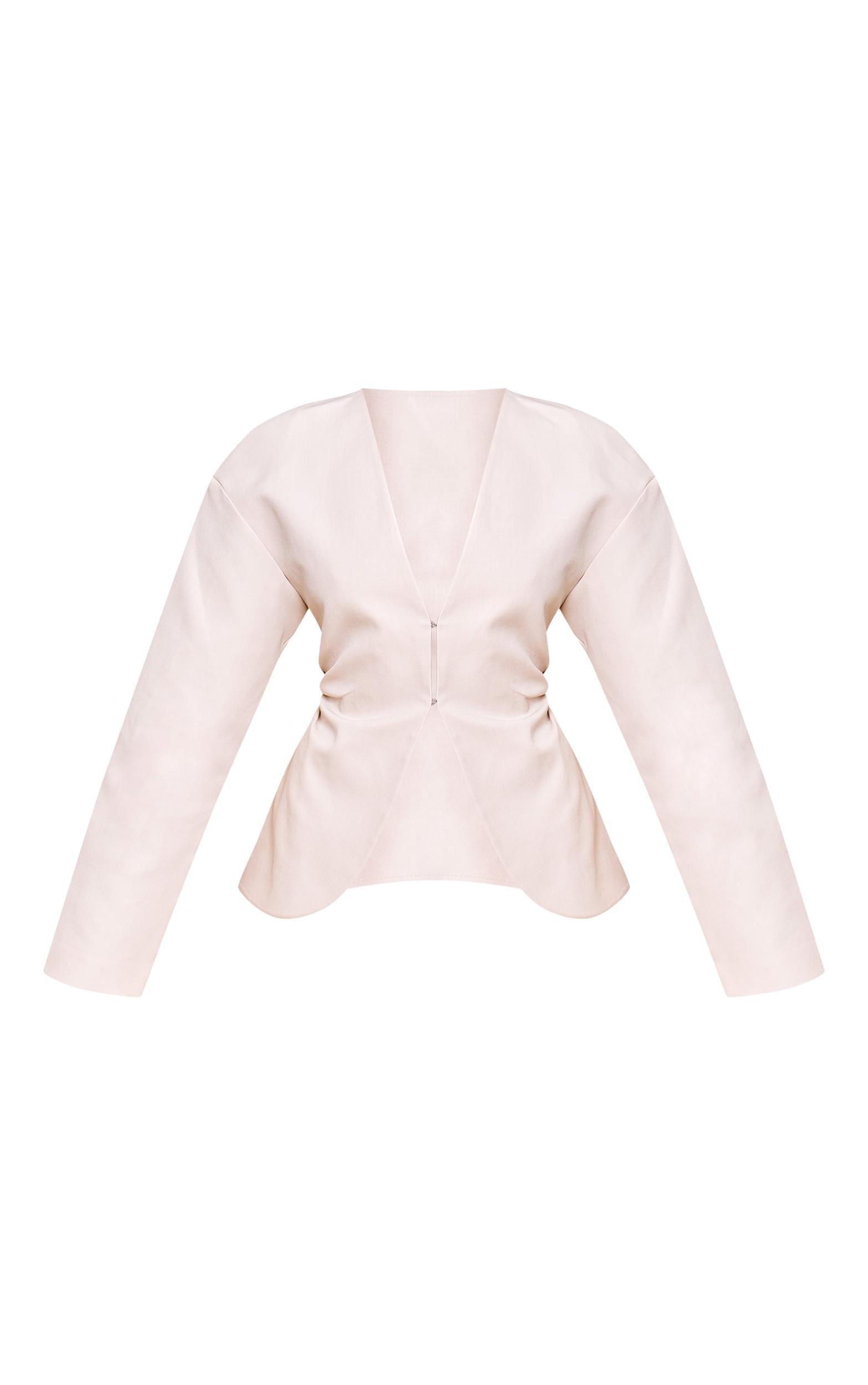  Ecru Cinched Waist Stretch Blazer Product Image