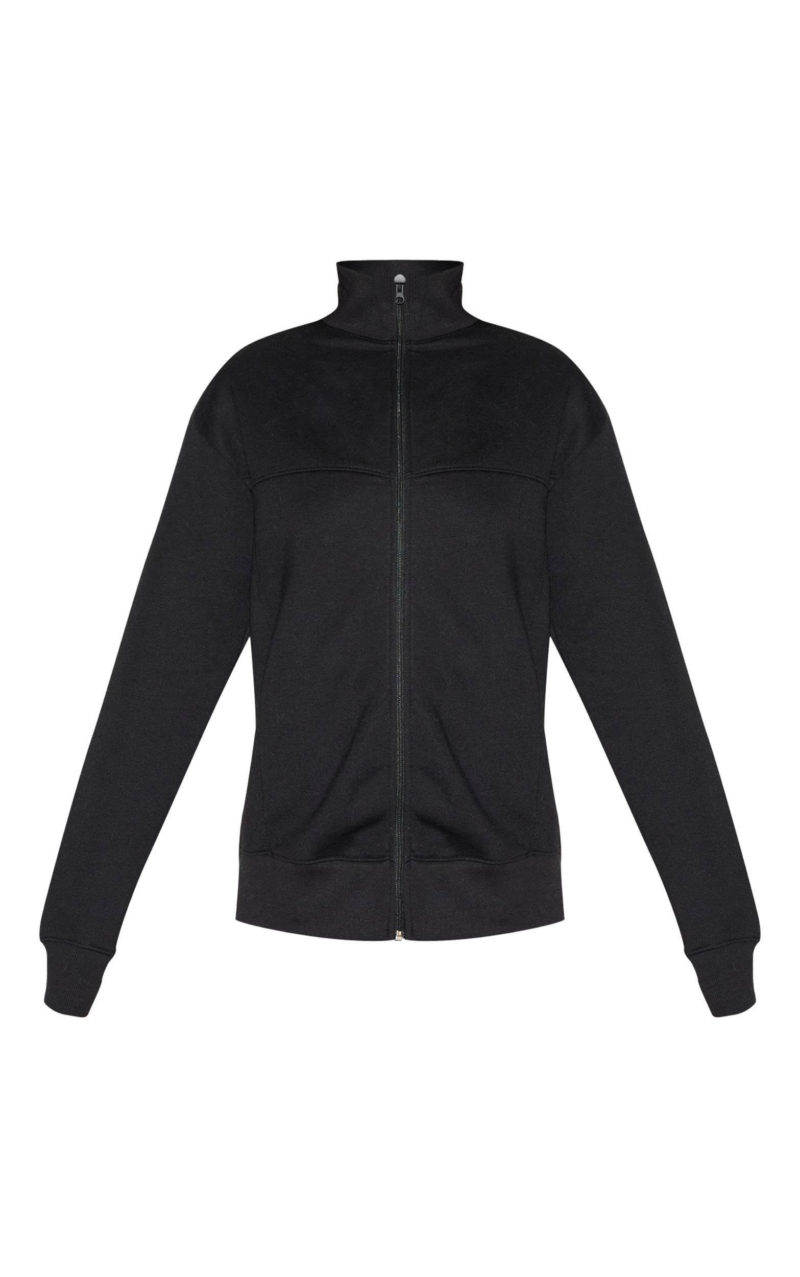 Black Seamed Detail Zip Through Track Top Product Image